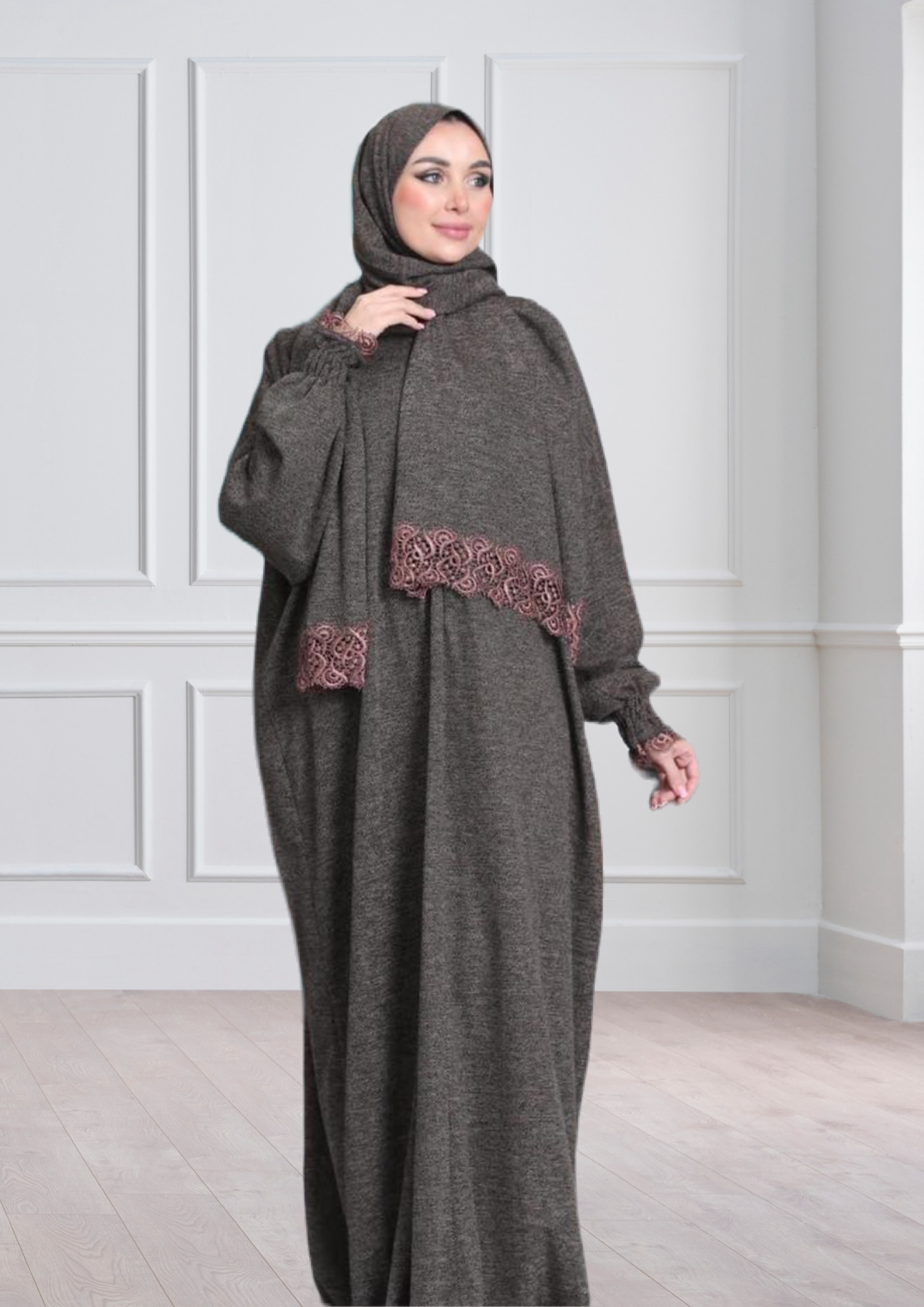 One-Piece Prayer Dress & Abaya with attached Hijab - Wool