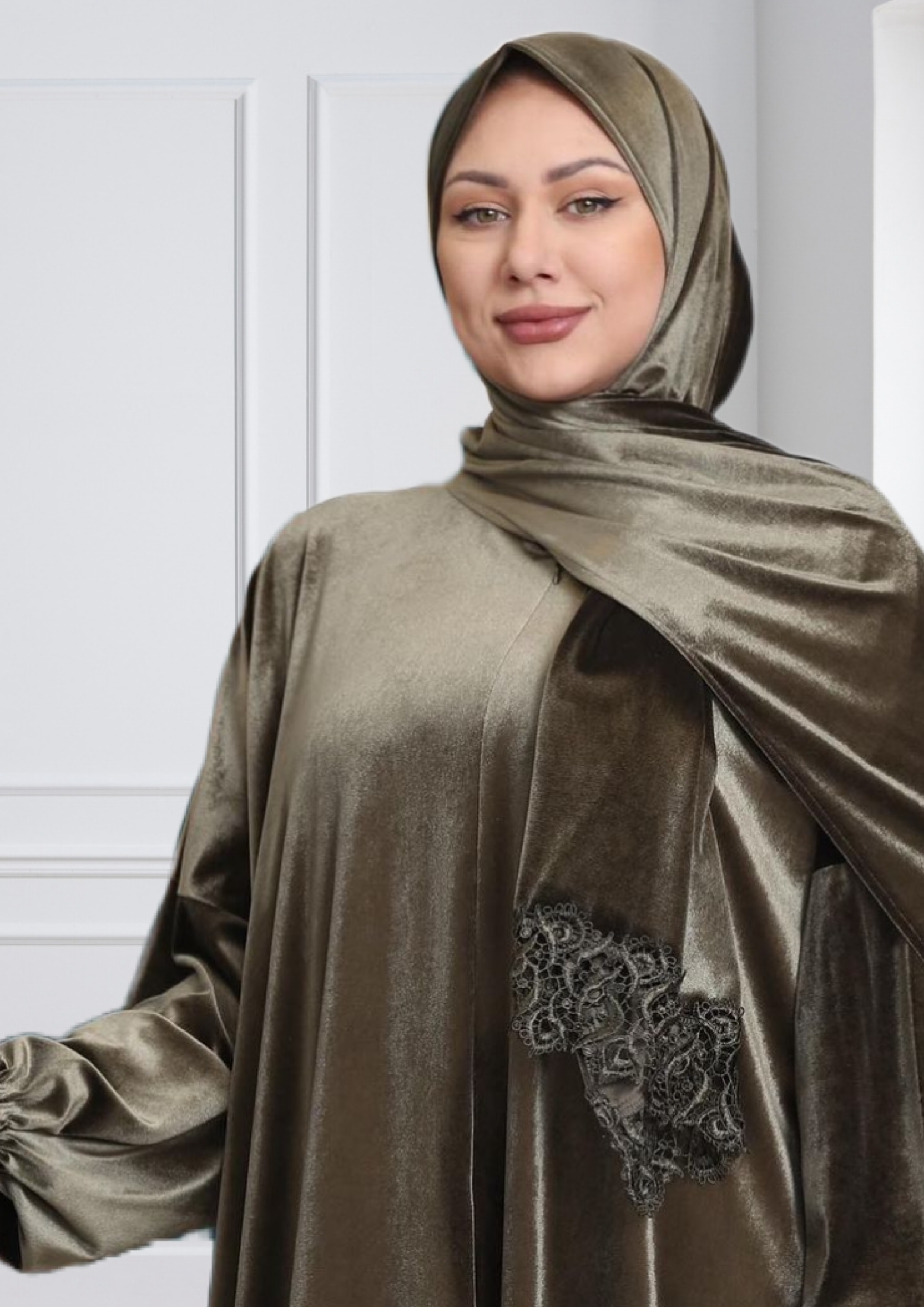 One-Piece Prayer Dress & Abaya with attached Hijab - Velvet