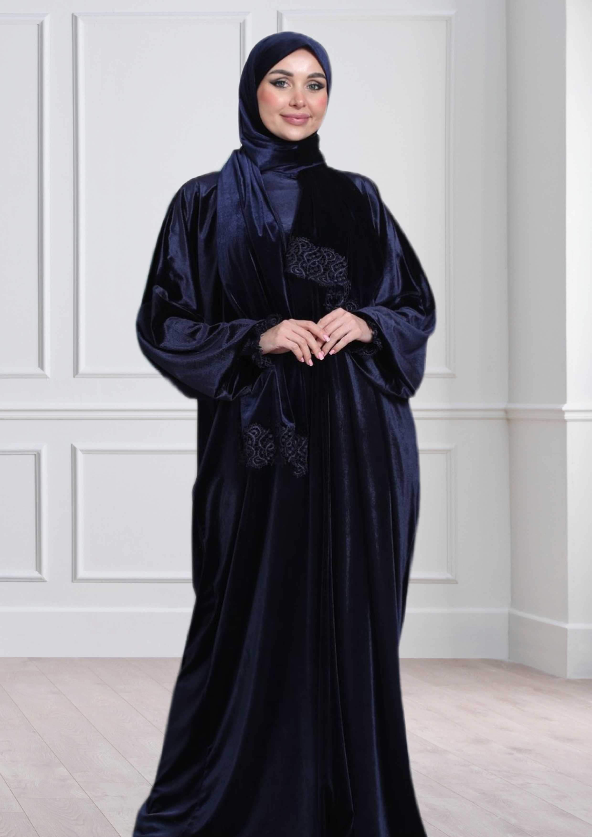 One-Piece Prayer Dress & Abaya with attached Hijab - Velvet