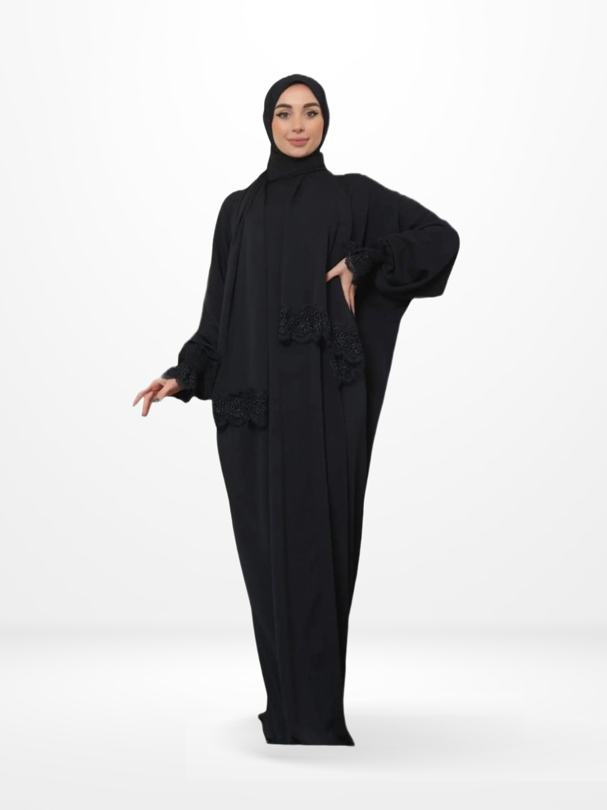 One-Piece Prayer Dress & Abaya with attached Hijab - Crepe