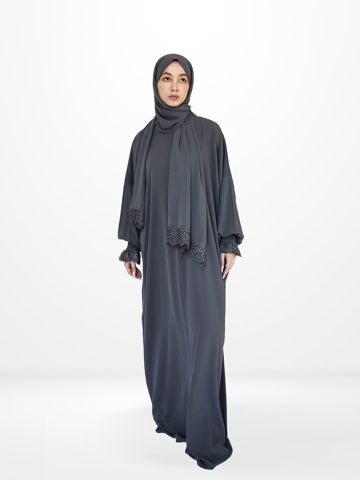 One-Piece Prayer Dress & Abaya with attached Hijab - Crepe