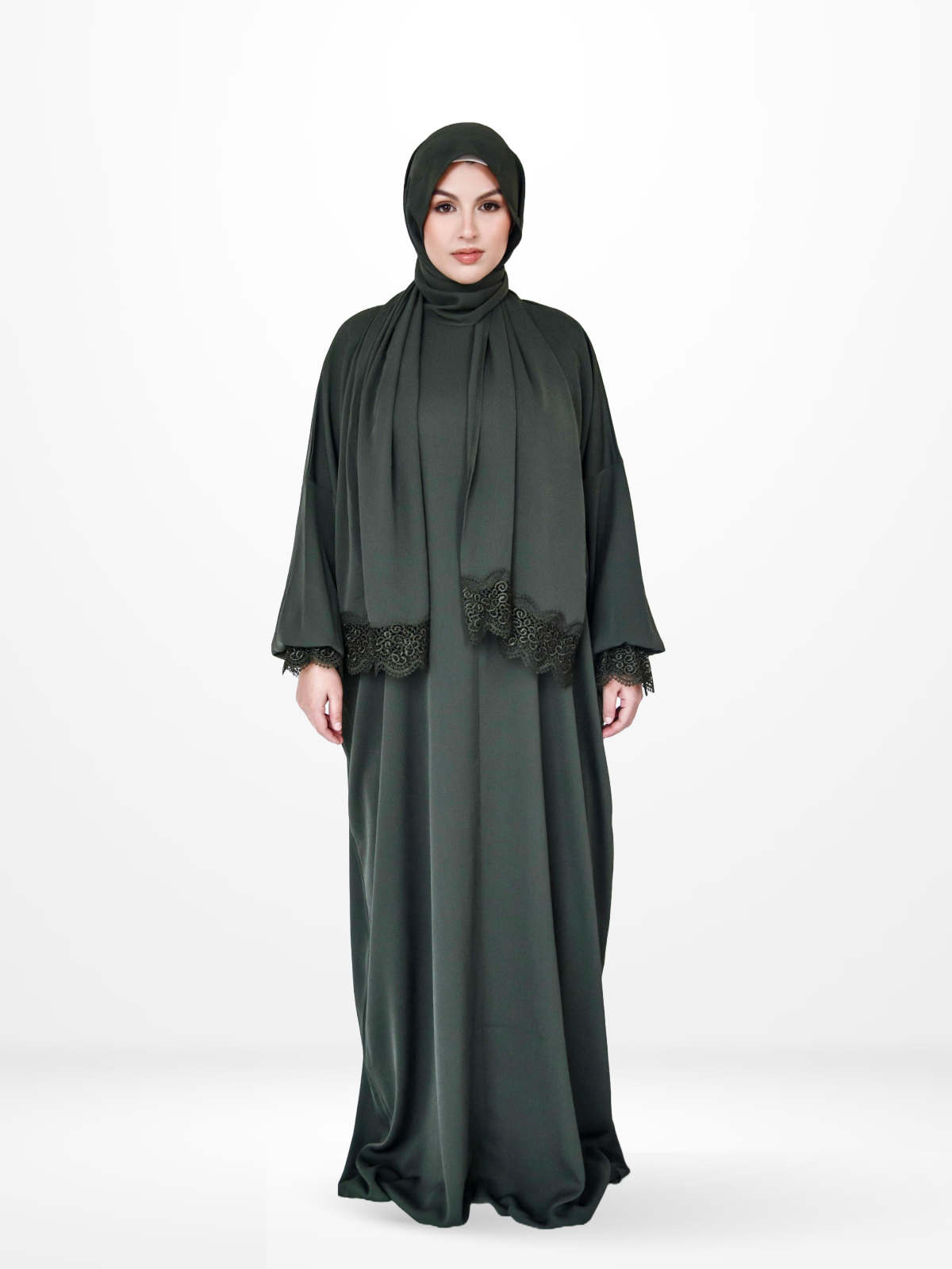 One-Piece Prayer Dress & Abaya with attached Hijab - Crepe