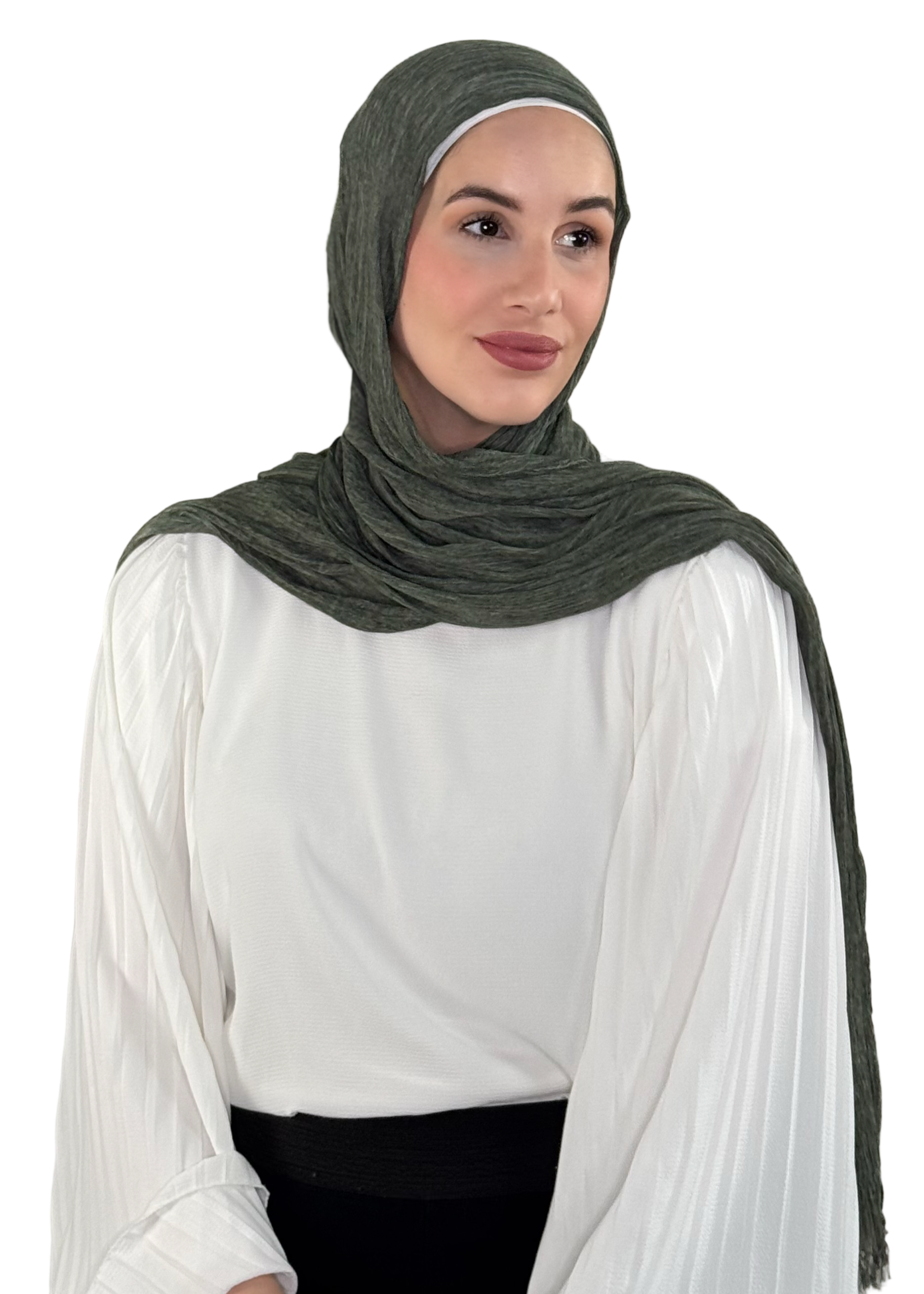 Crinkle Modal Hijab - Olive