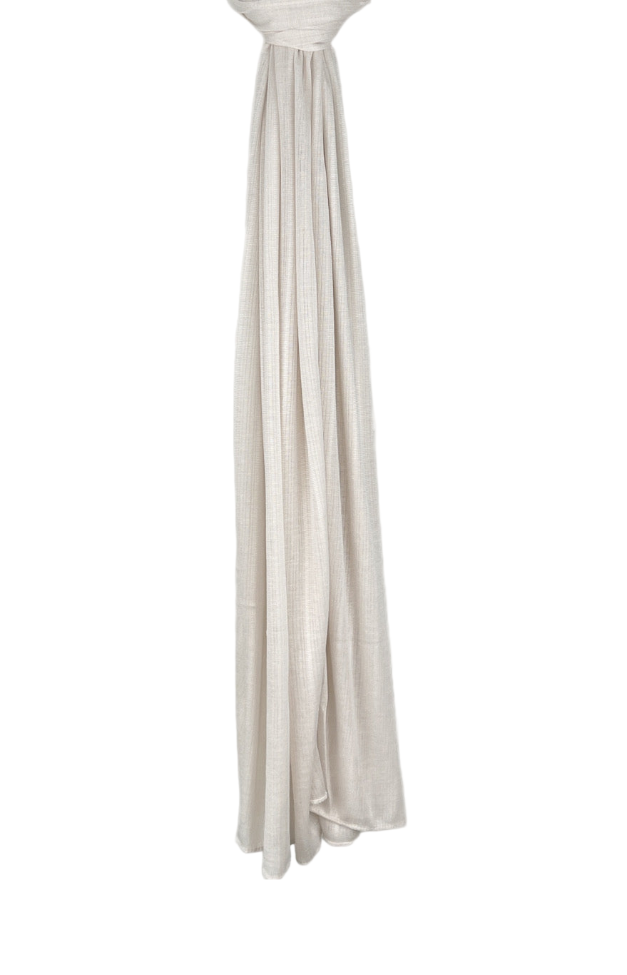 Fine Striped Jersey Hijab - Ivory