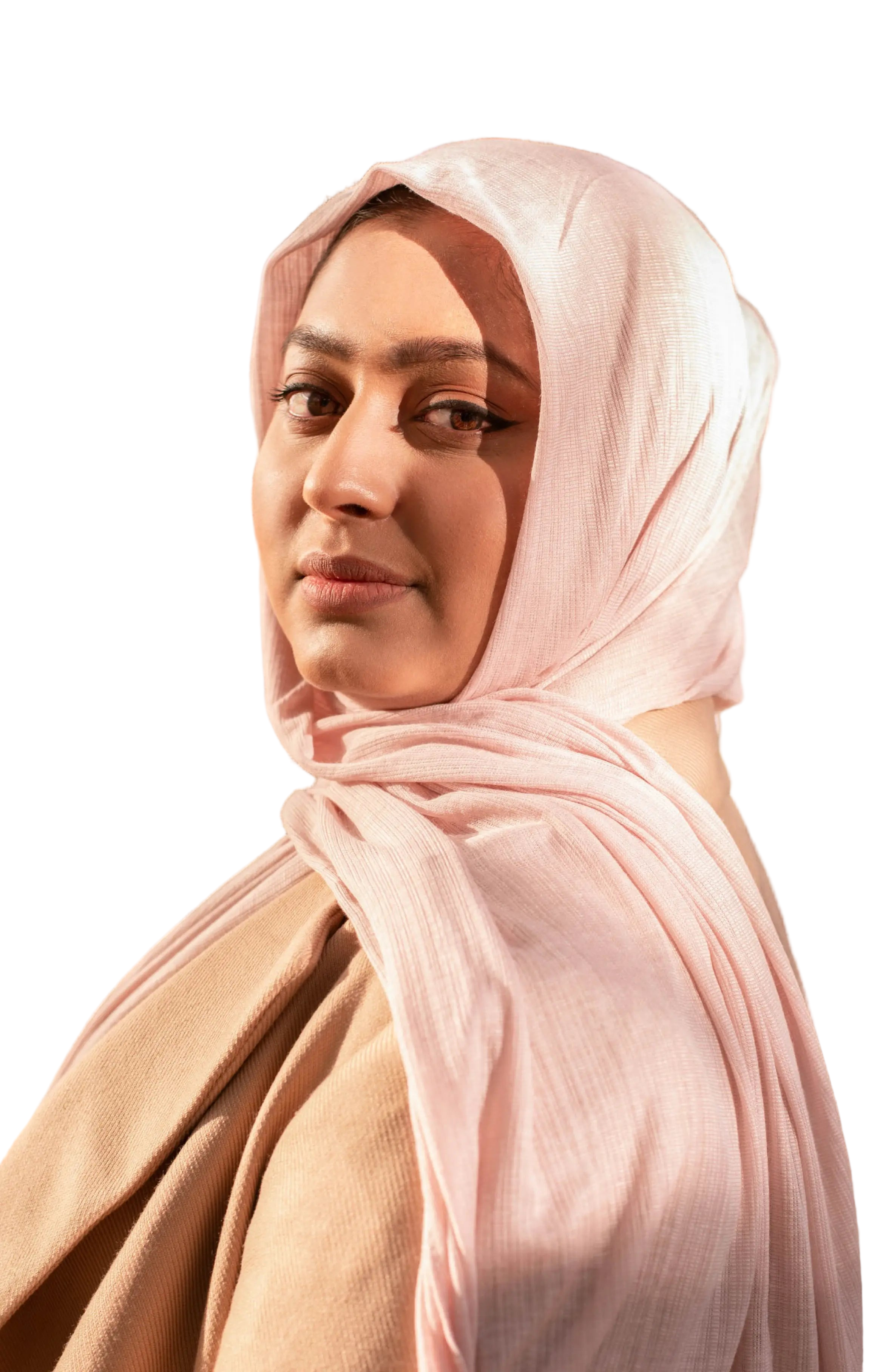 Fine Striped Jersey Hijab - Light Pink