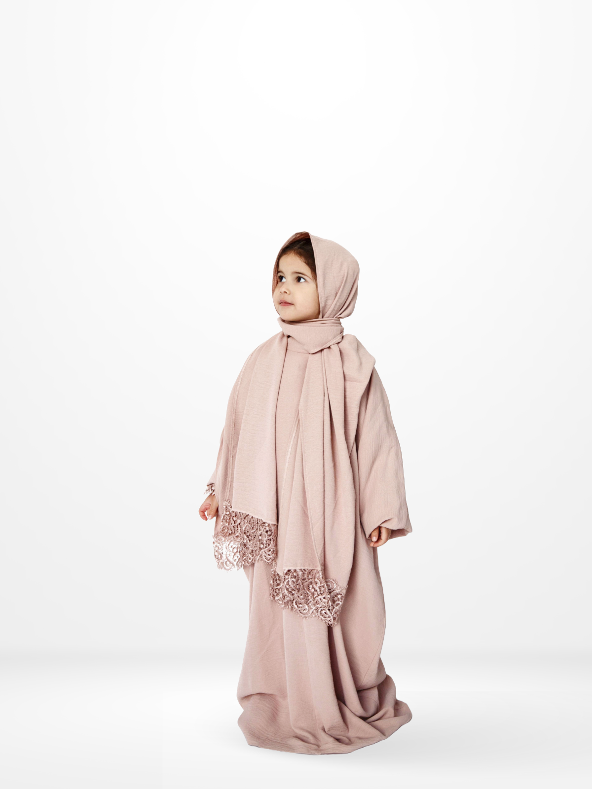 One-Piece Prayer Dress & Abaya with attached Hijab - Plain Girls Size