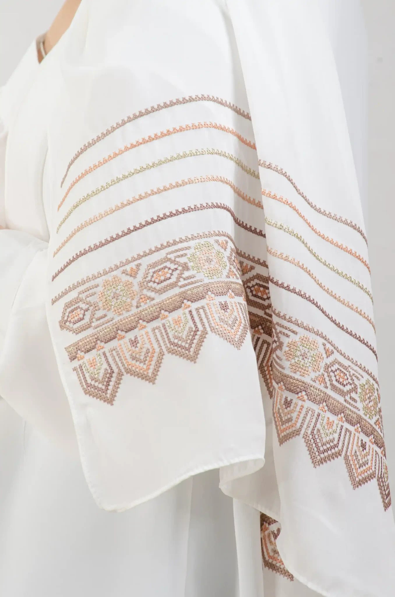 Tatreez Embroidered Hijab | Beehive - Brown