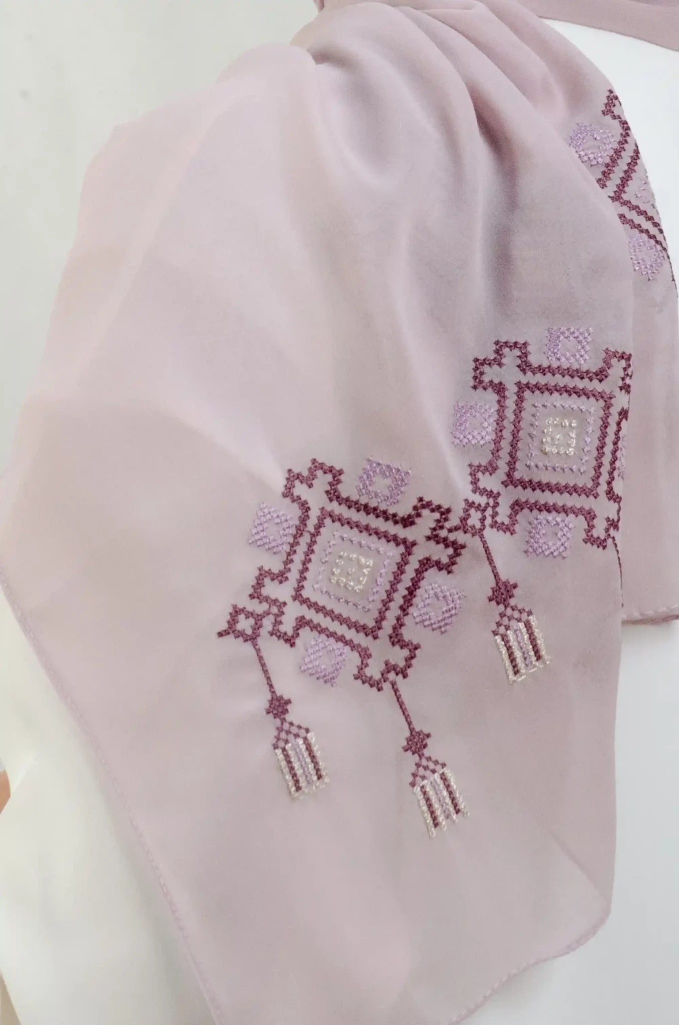 Tatreez Embroidered Hijab | Chandelier - Purple