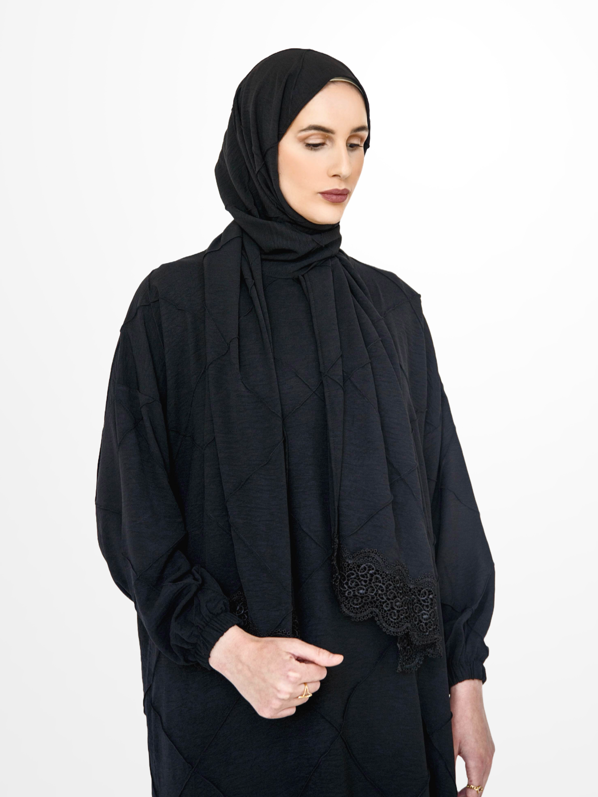 One-Piece Prayer Dress & Abaya with attached Hijab - Textured