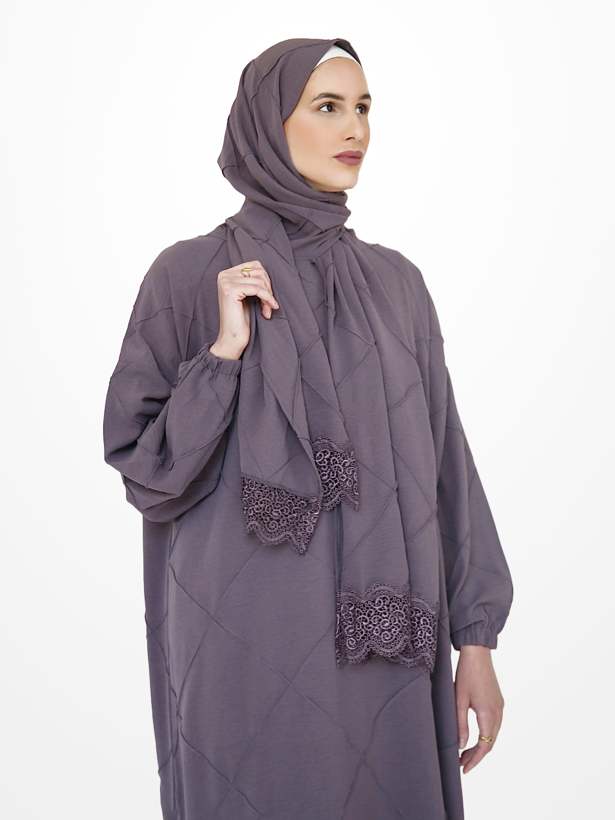 One-Piece Prayer Dress & Abaya with attached Hijab - Textured