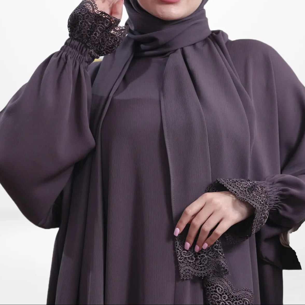 One - Piece Prayer Dress & Abaya with attached Hijab - Crepe - Modest Essence