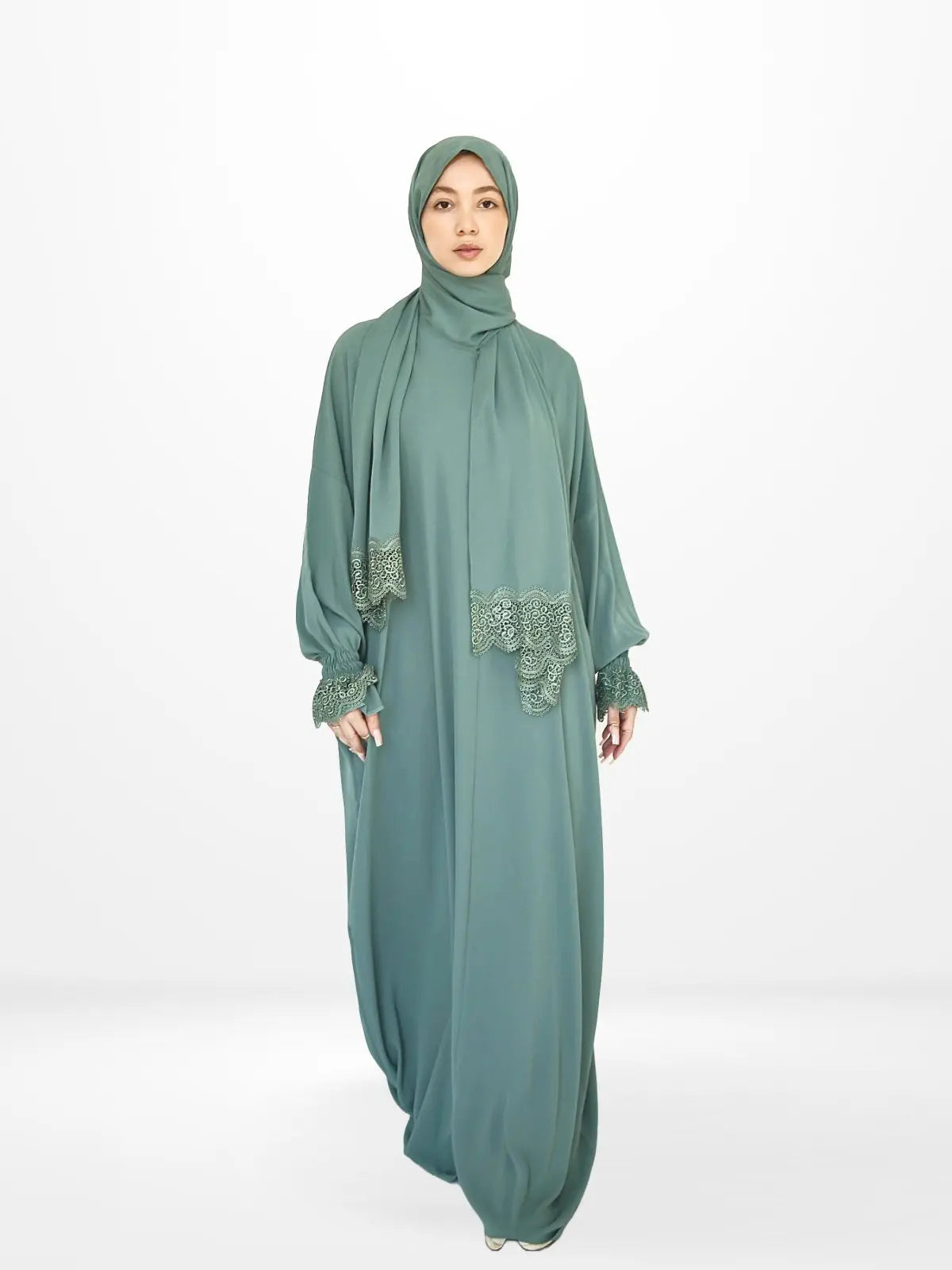 One-Piece Prayer Dress & Abaya with attached Hijab - Crepe - Modest Essence
