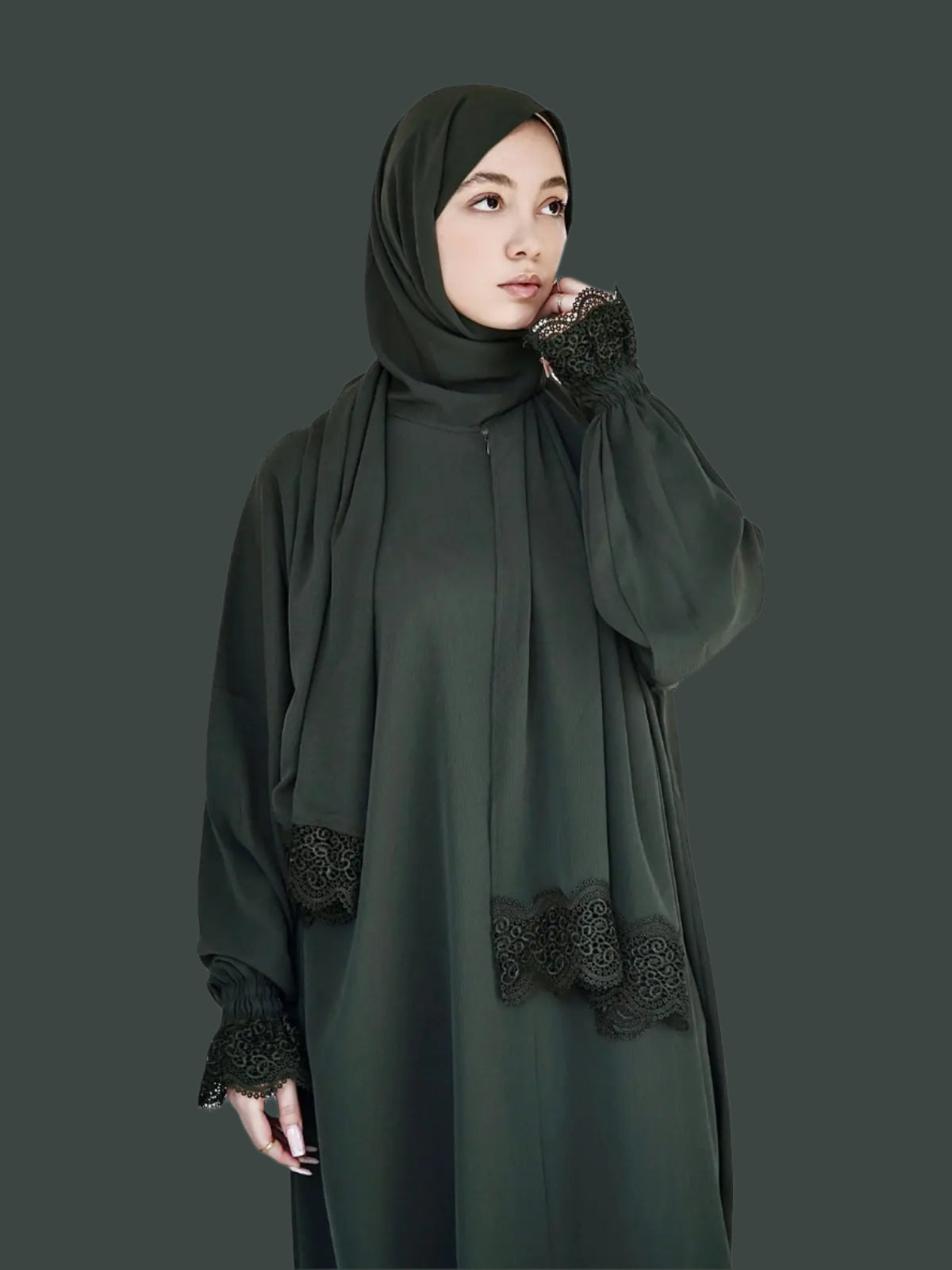 One-Piece Prayer Dress & Abaya with attached Hijab - Crepe - Modest Essence