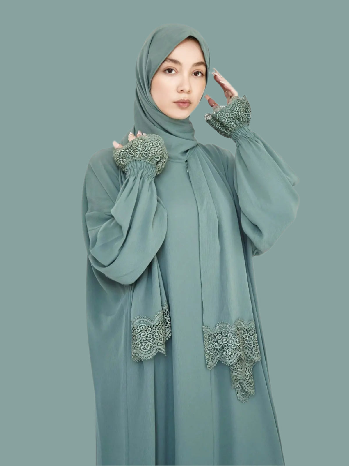 One-Piece Prayer Dress & Abaya with attached Hijab - Crepe - Modest Essence