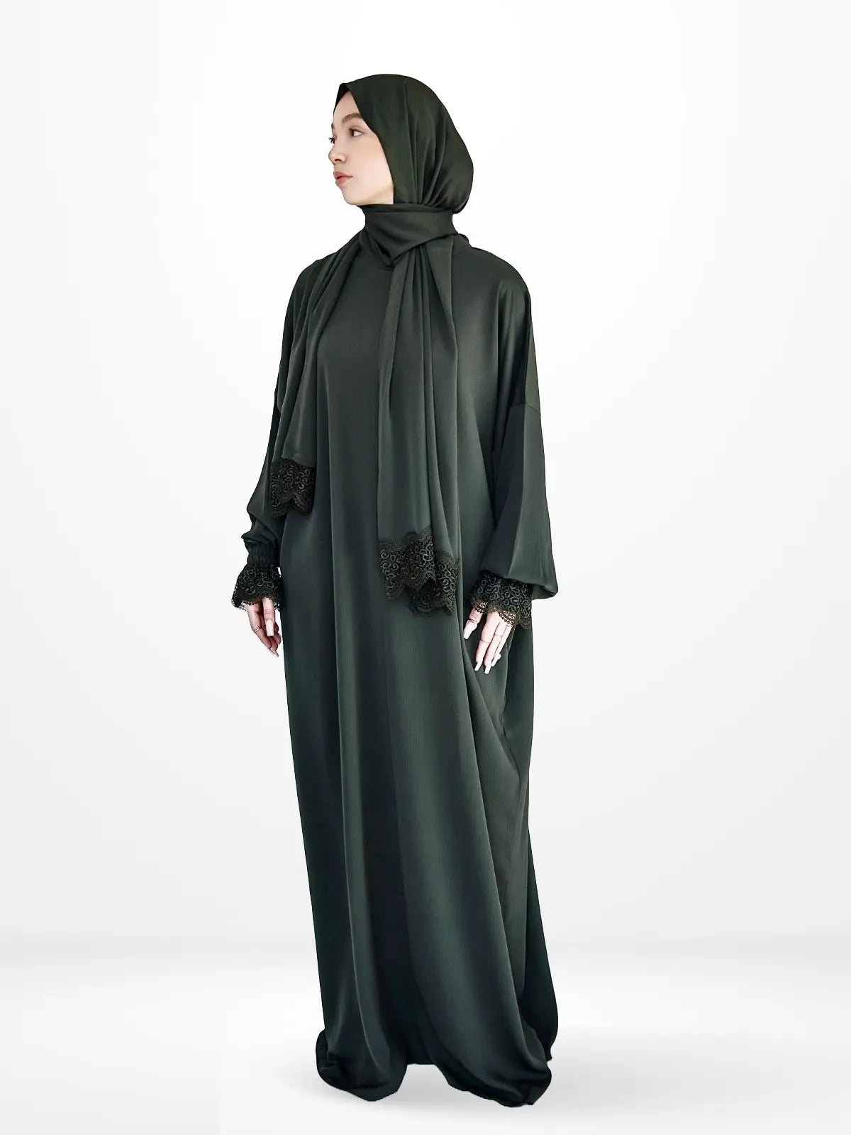 One-Piece Prayer Dress & Abaya with attached Hijab - Crepe - Modest Essence