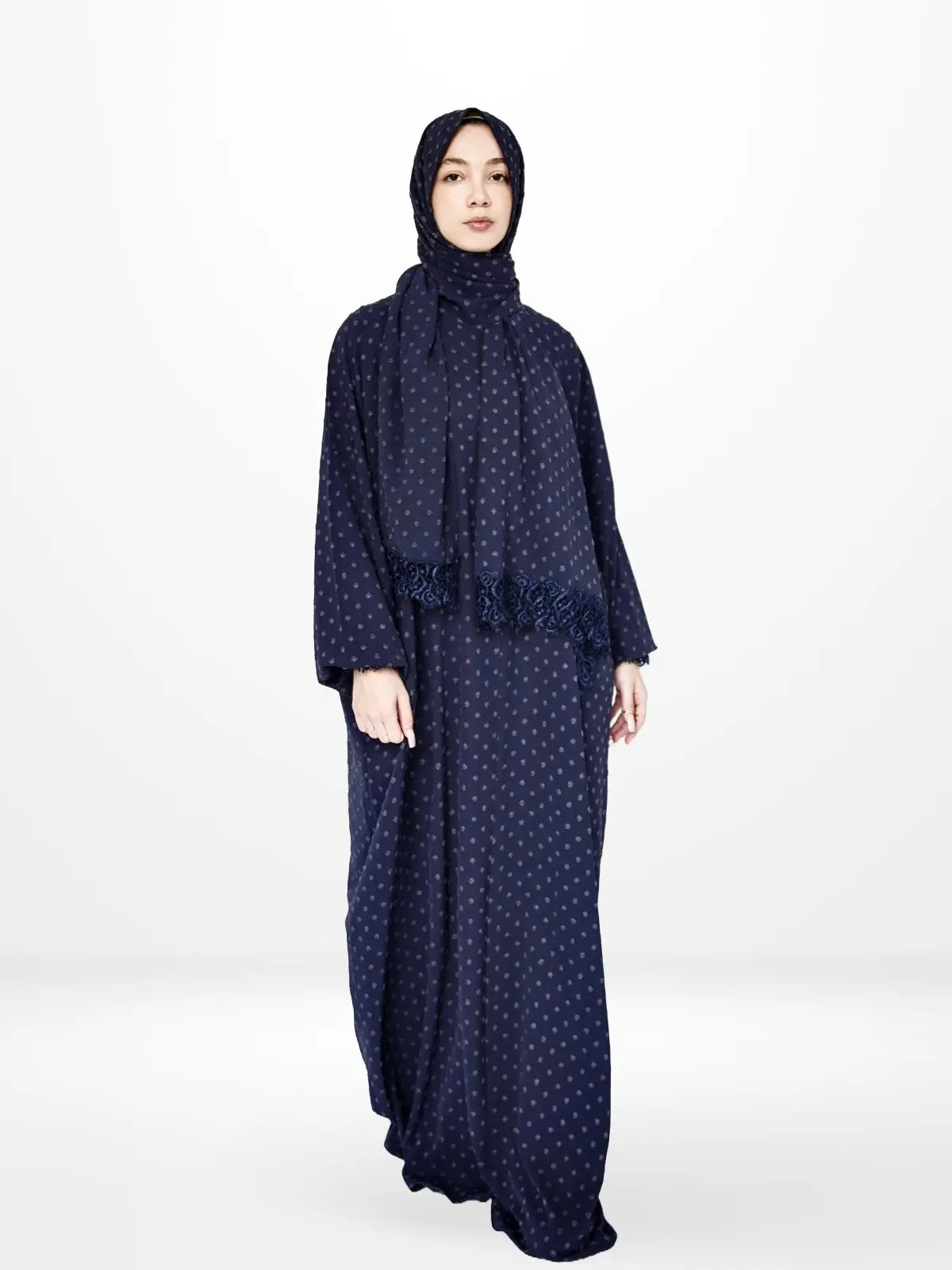 One-Piece Prayer Dress & Abaya with attached Hijab - Dotted - Modest Essence