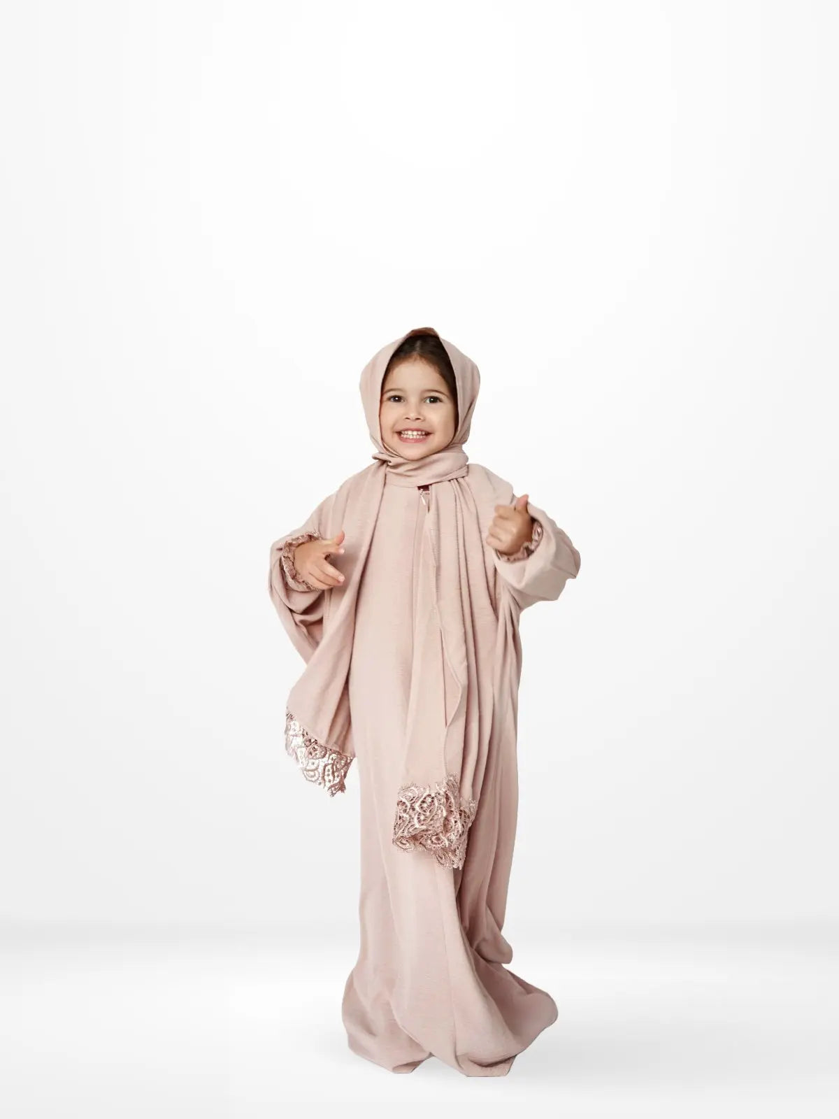 One-Piece Prayer Dress & Abaya with attached Hijab - Plain Girls Size - Modest Essence