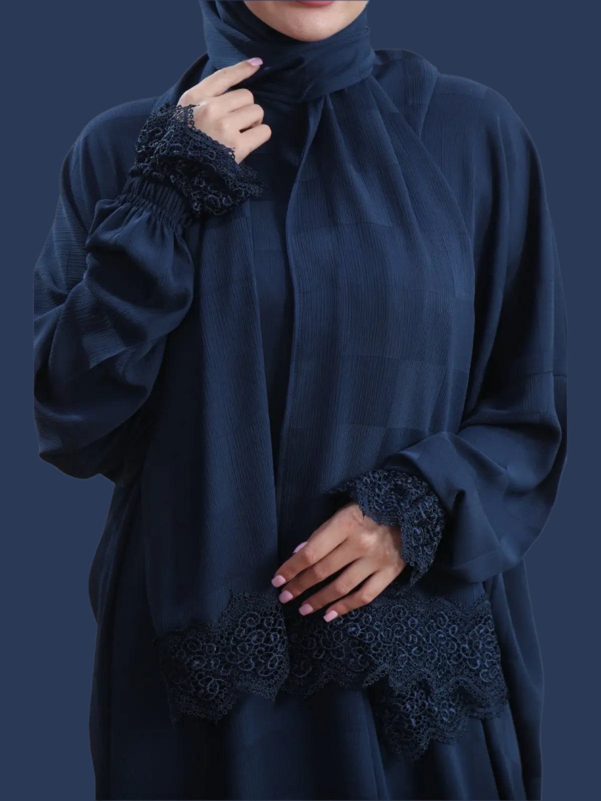 One - Piece Prayer Dress & Abaya with attached Hijab - Squared Crepe - Modest Essence