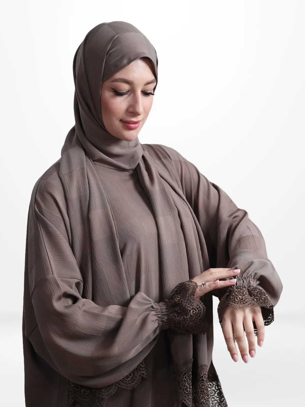 One - Piece Prayer Dress & Abaya with attached Hijab - Squared Crepe - Modest Essence