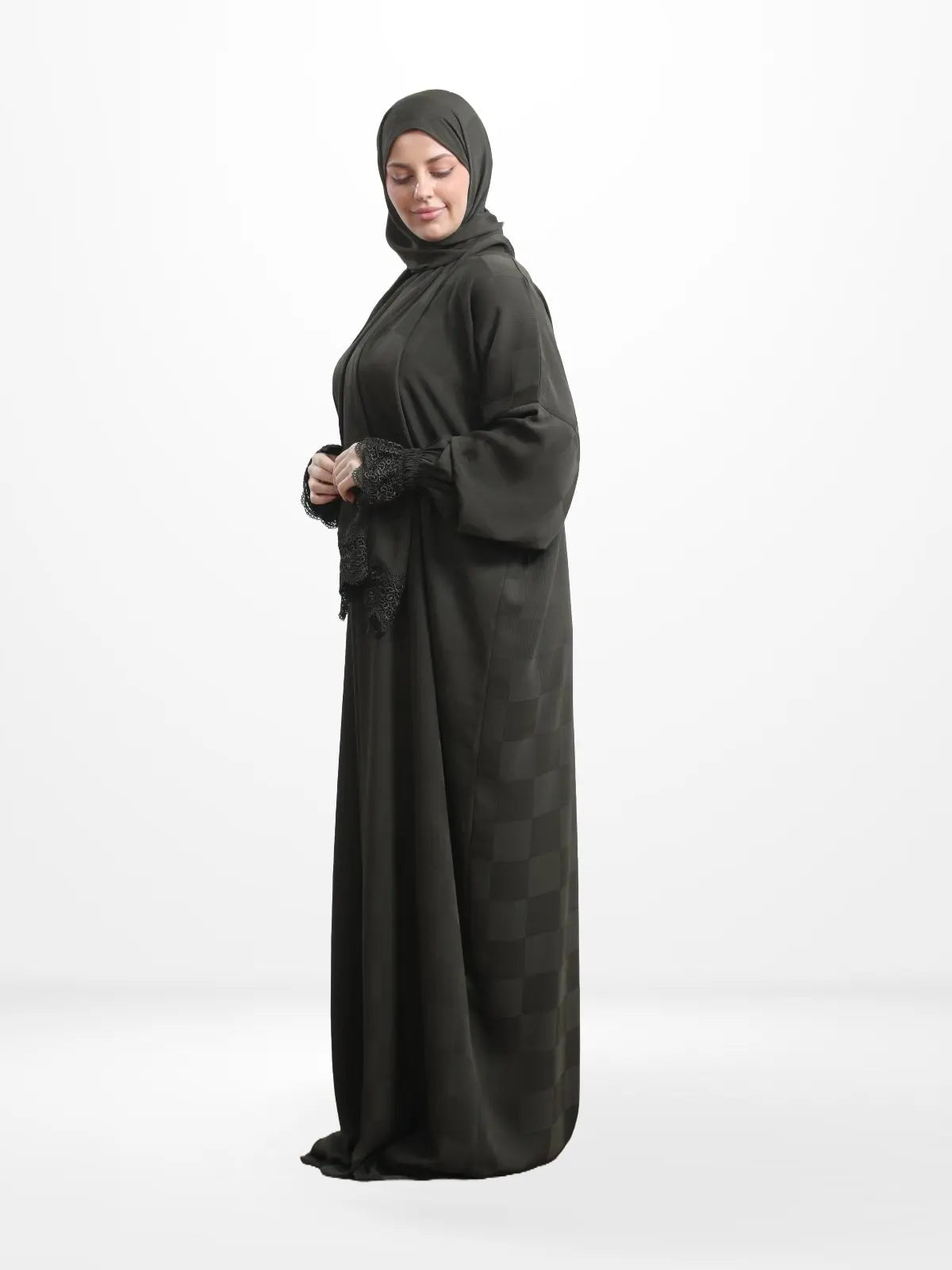 One - Piece Prayer Dress & Abaya with attached Hijab - Squared Crepe - Modest Essence