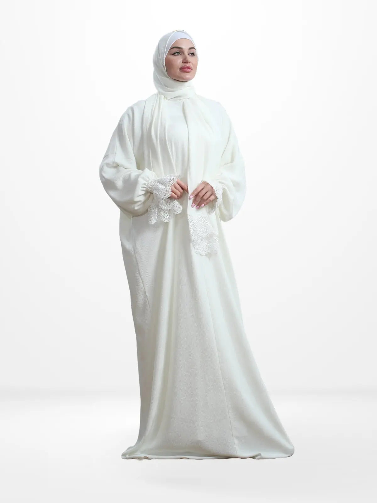 One - Piece Prayer Dress & Abaya with attached Hijab - Squared Crepe - Modest Essence