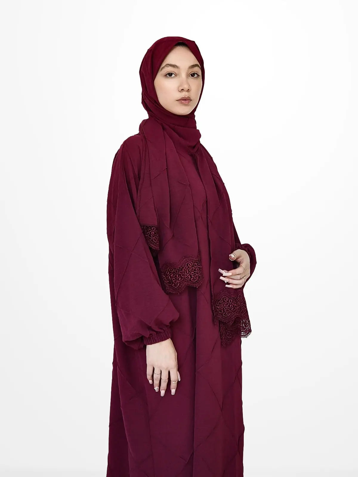 One-Piece Prayer Dress & Abaya with attached Hijab - Textured - Modest Essence
