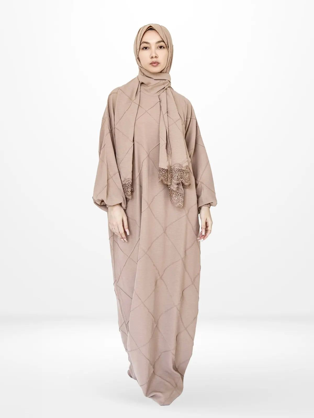 One-Piece Prayer Dress & Abaya with attached Hijab - Textured - Modest Essence