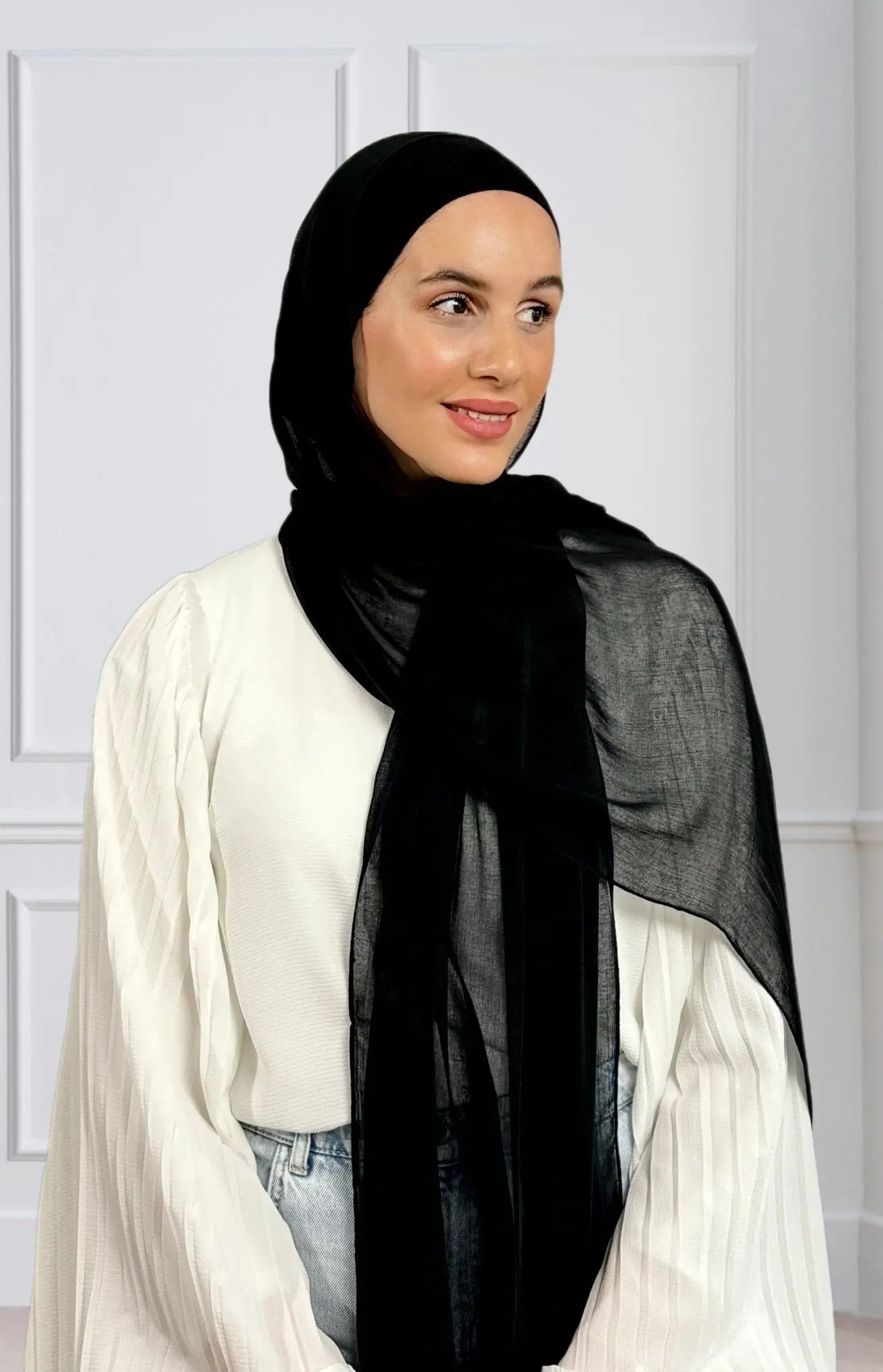 Linen Hijab - Black- Modest Essence
