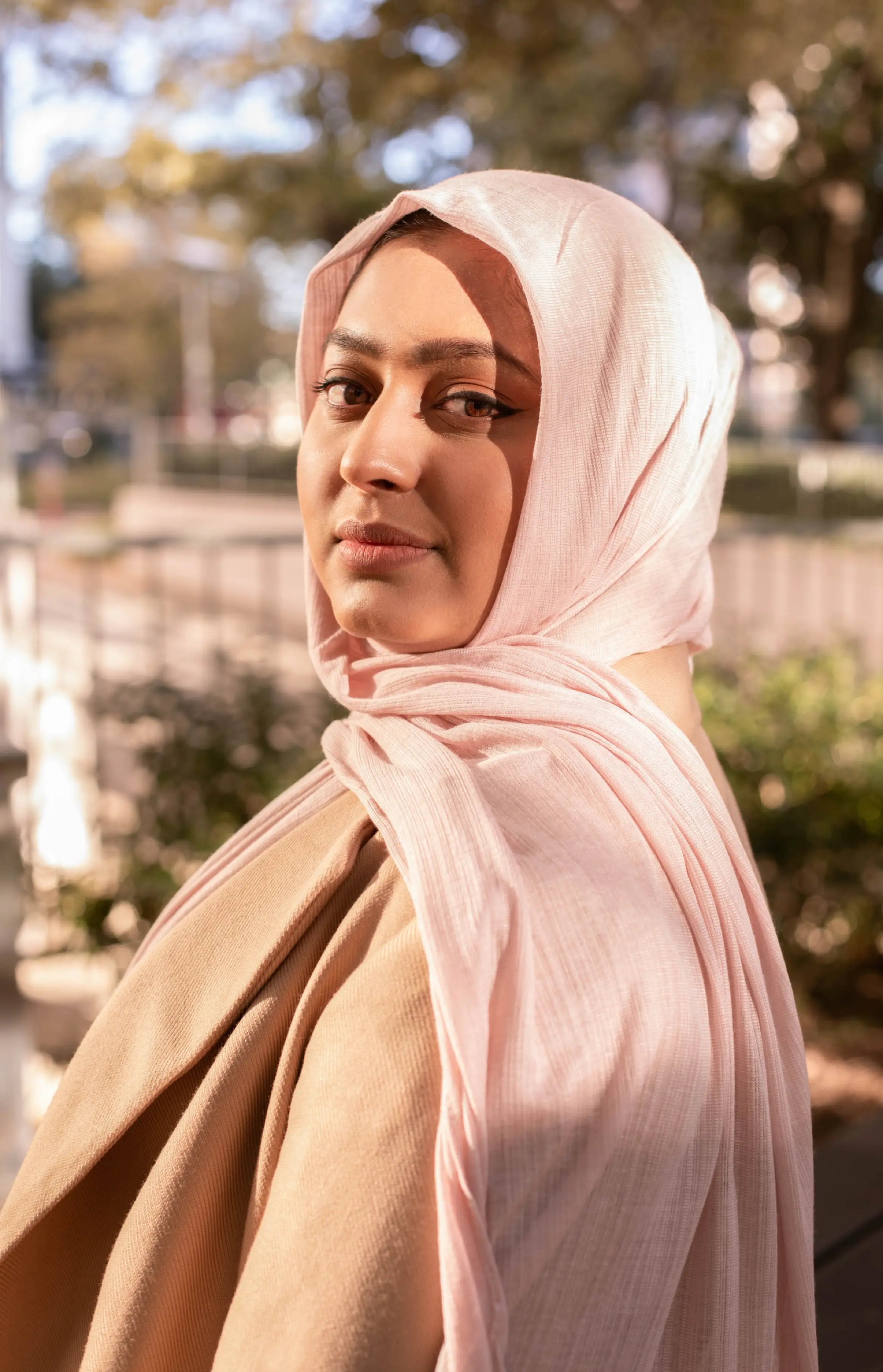 Light Pink Fine Striped Jersey Hijab