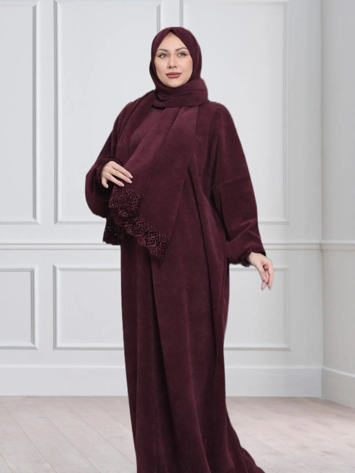 Prayer Set Dress | One-Piece Prayer Dress & Abaya with attached Hijab Maroon Prayer Set Dress | One-Piece Prayer Dress & Abaya with attached Hijab Maroon