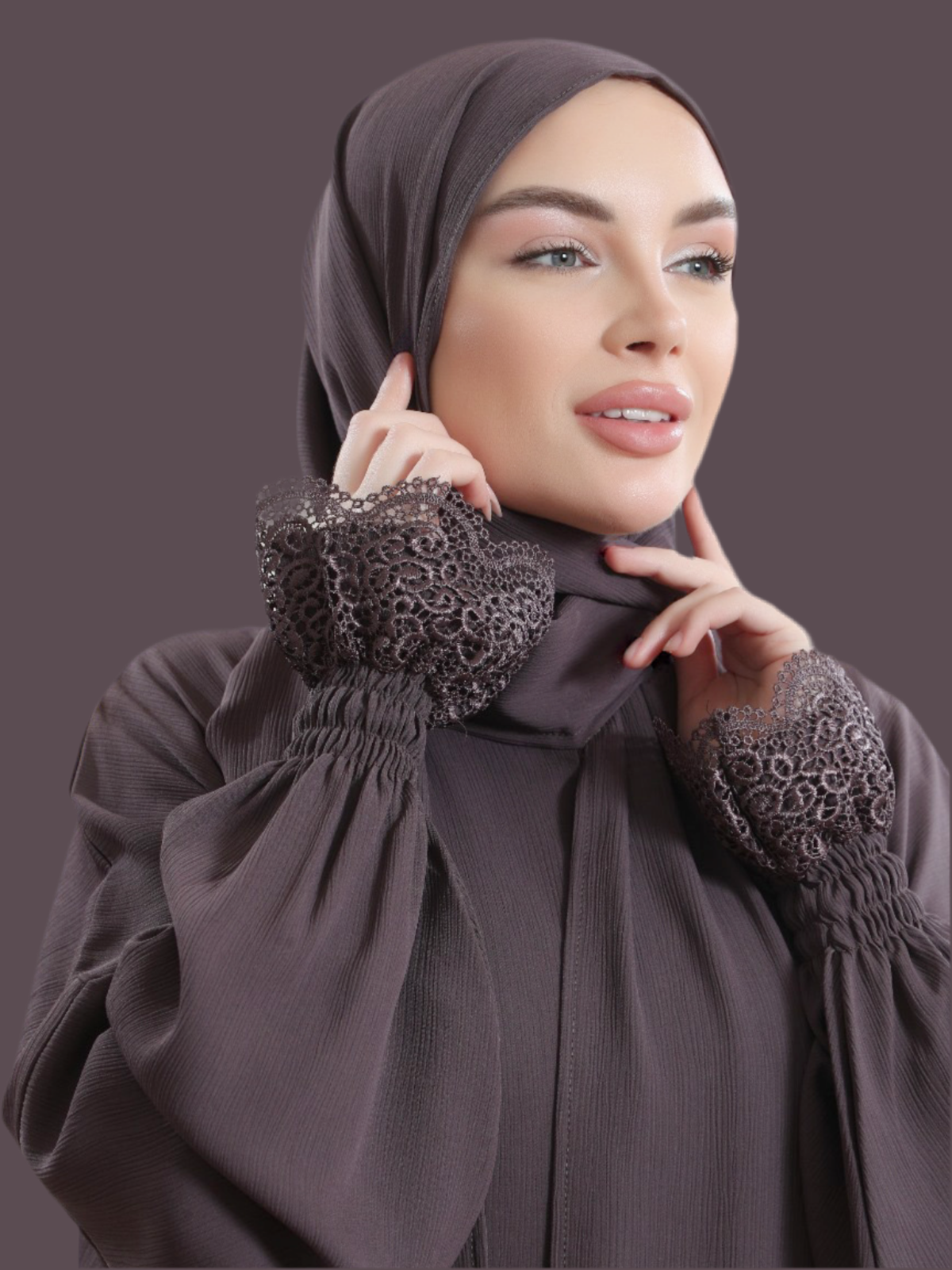 One-Piece Prayer Set Dress & Abaya with attached Hijab - Crepe