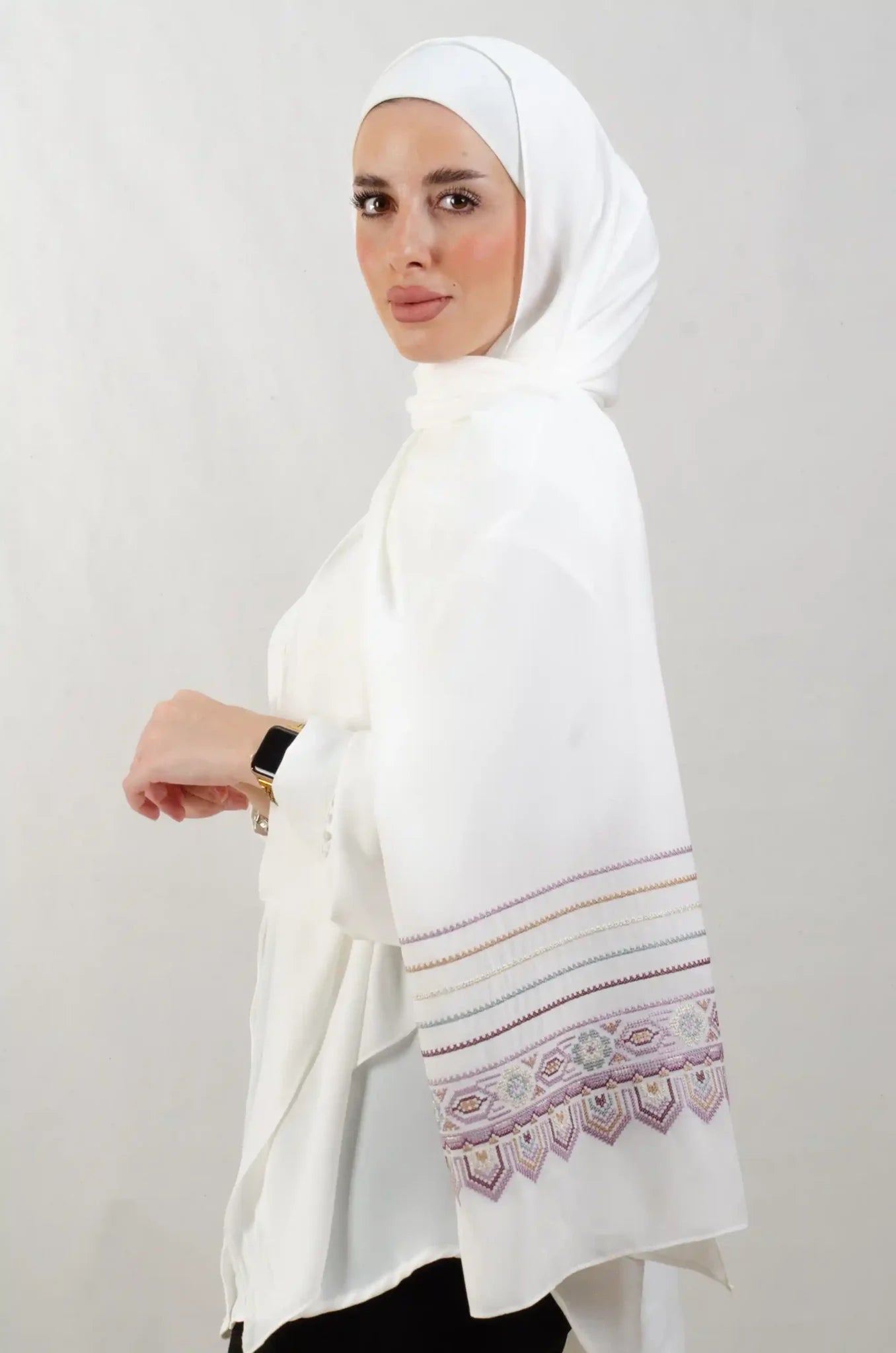 Tatreez Embroidered Hijab | Beehive - Purple