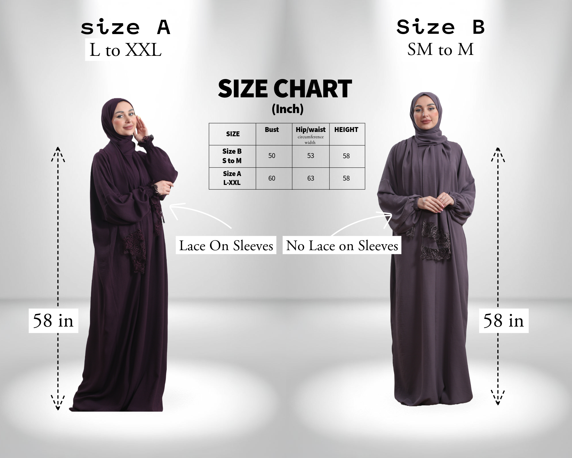 One-Piece Prayer Set Dress & Abaya with attached Hijab - Plain