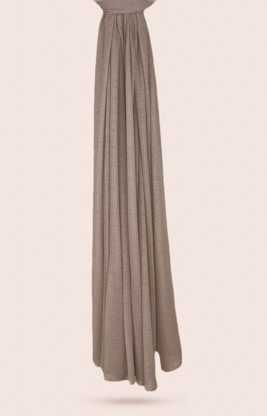 Fine Striped Jersey Hijab - Walnut