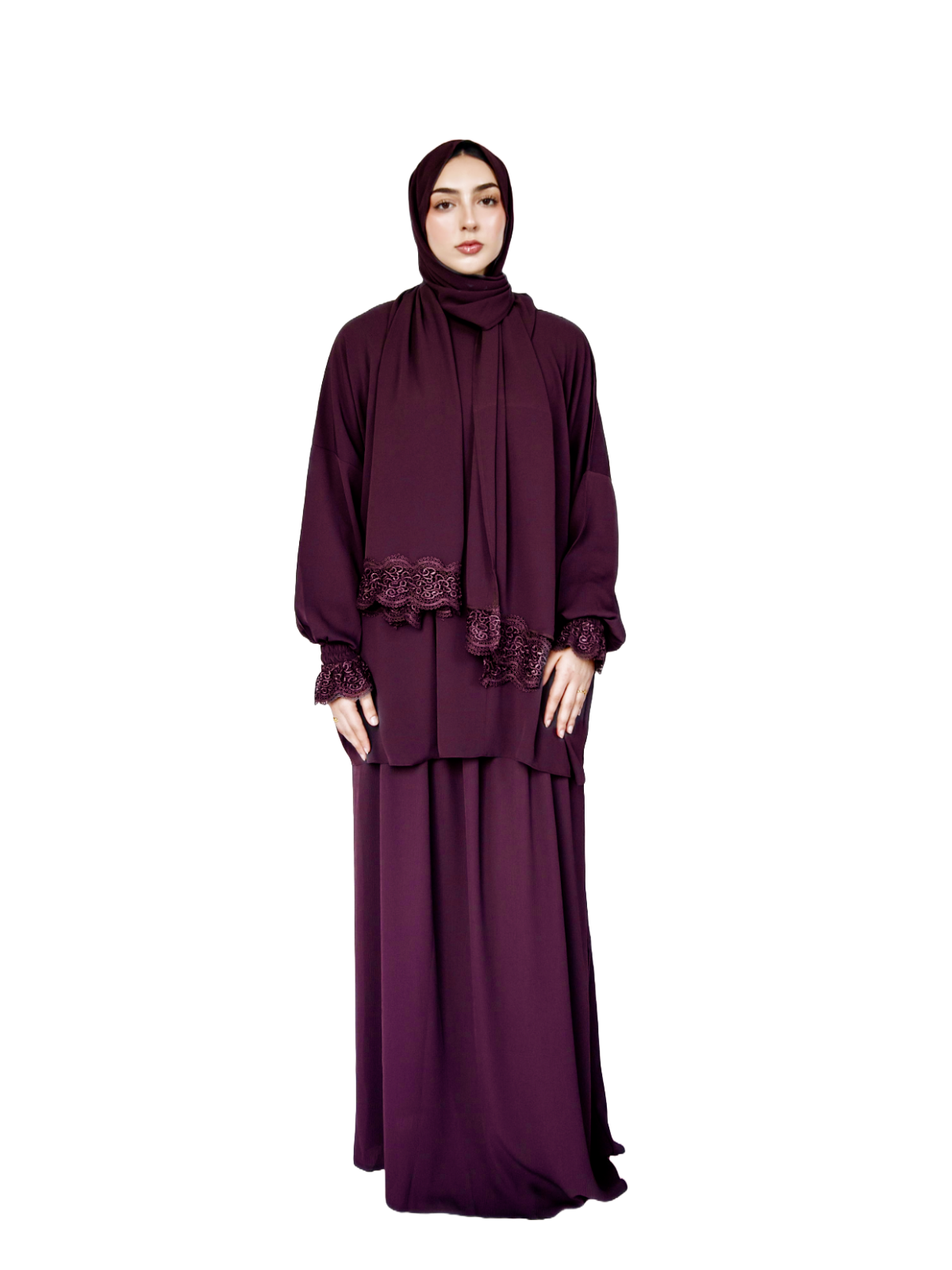 Two-Piece Prayer Dress with attached Hijab - Crepe Fabric