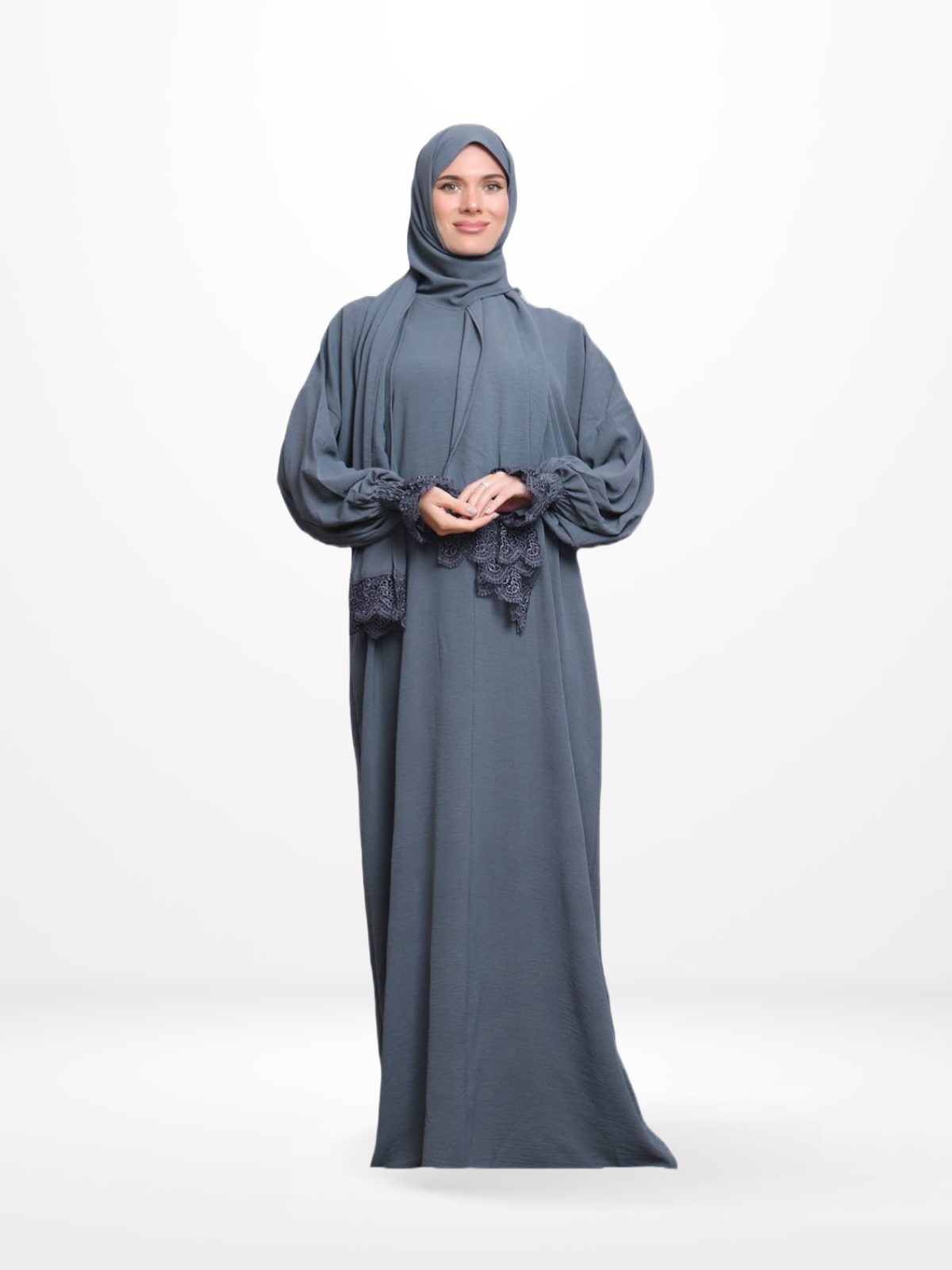 One-Piece Prayer Dress & Abaya with attached Hijab - Crepe