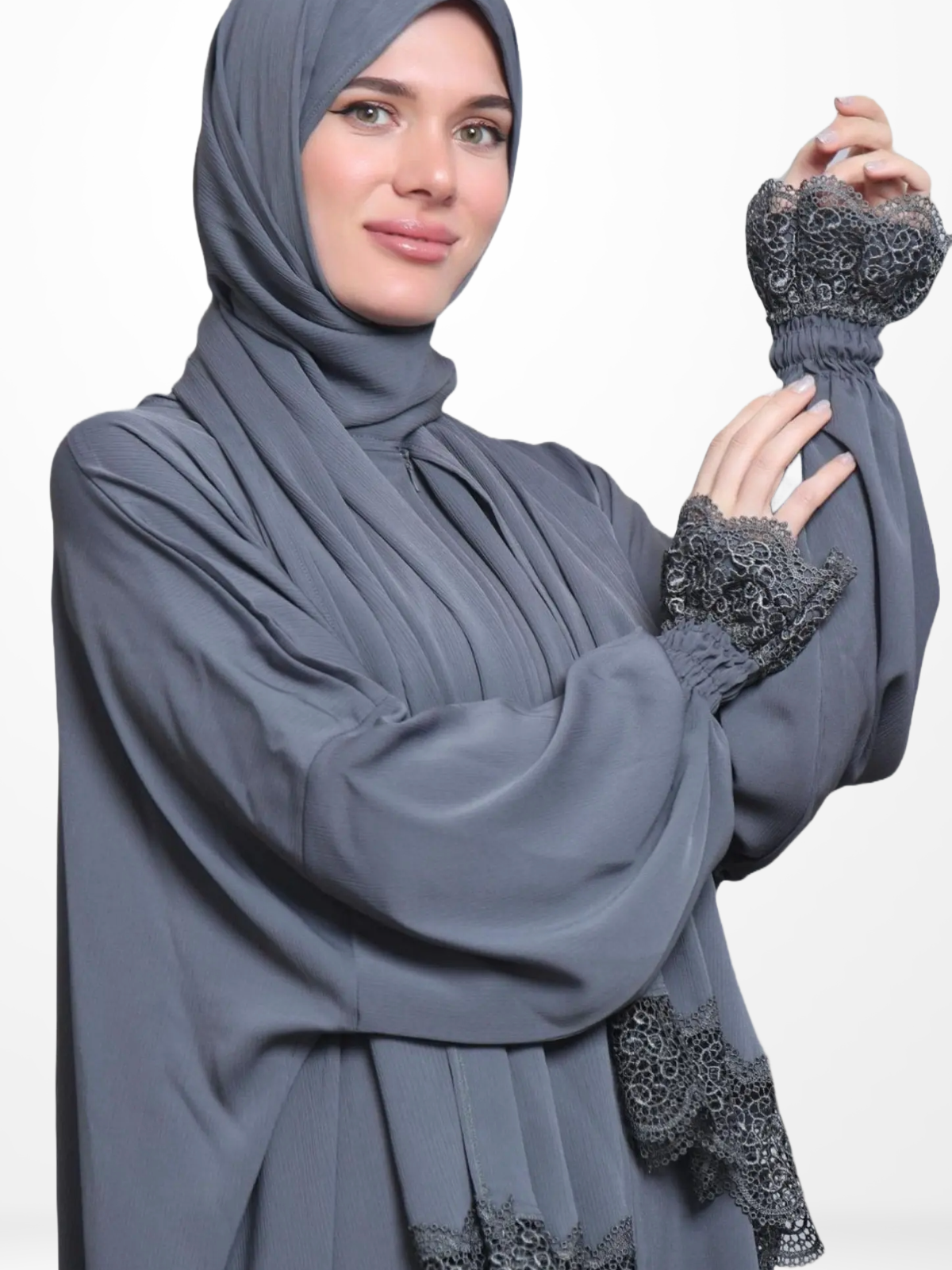 One-Piece Prayer Dress & Abaya with attached Hijab - Crepe