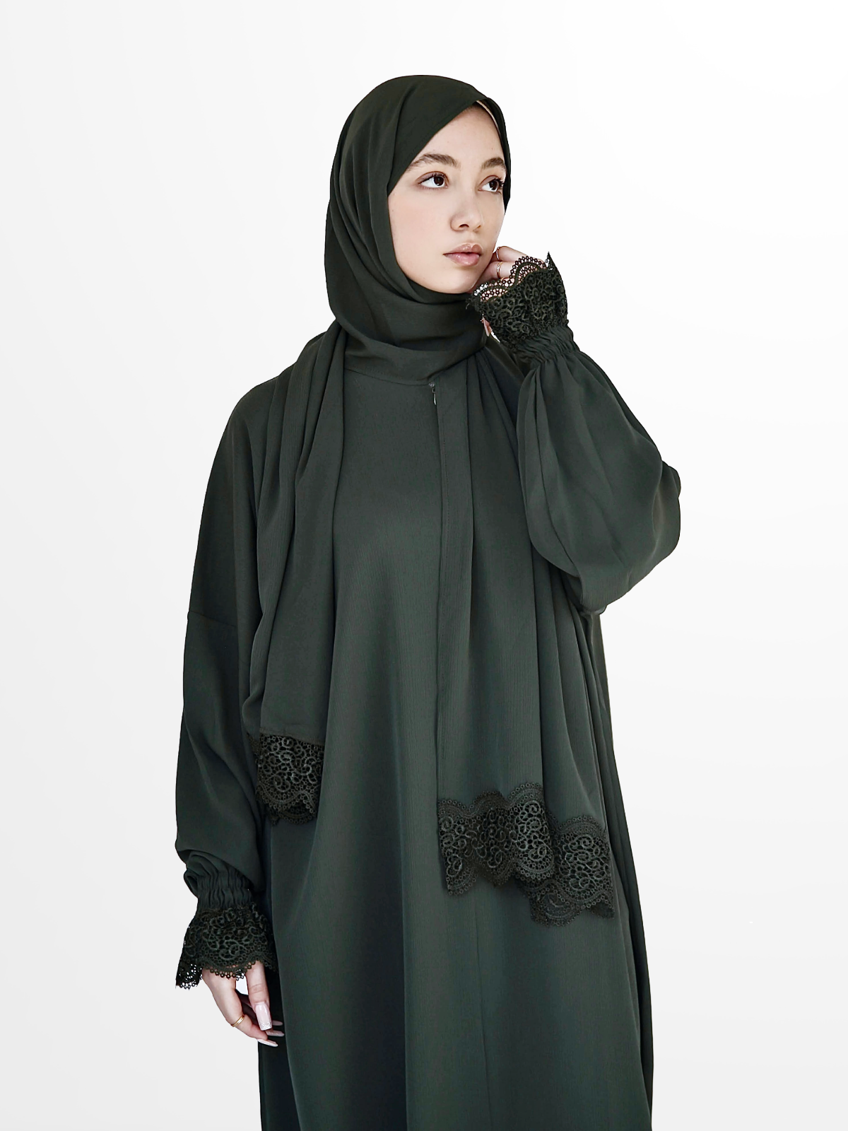 One-Piece Prayer Dress & Abaya with attached Hijab - Crepe