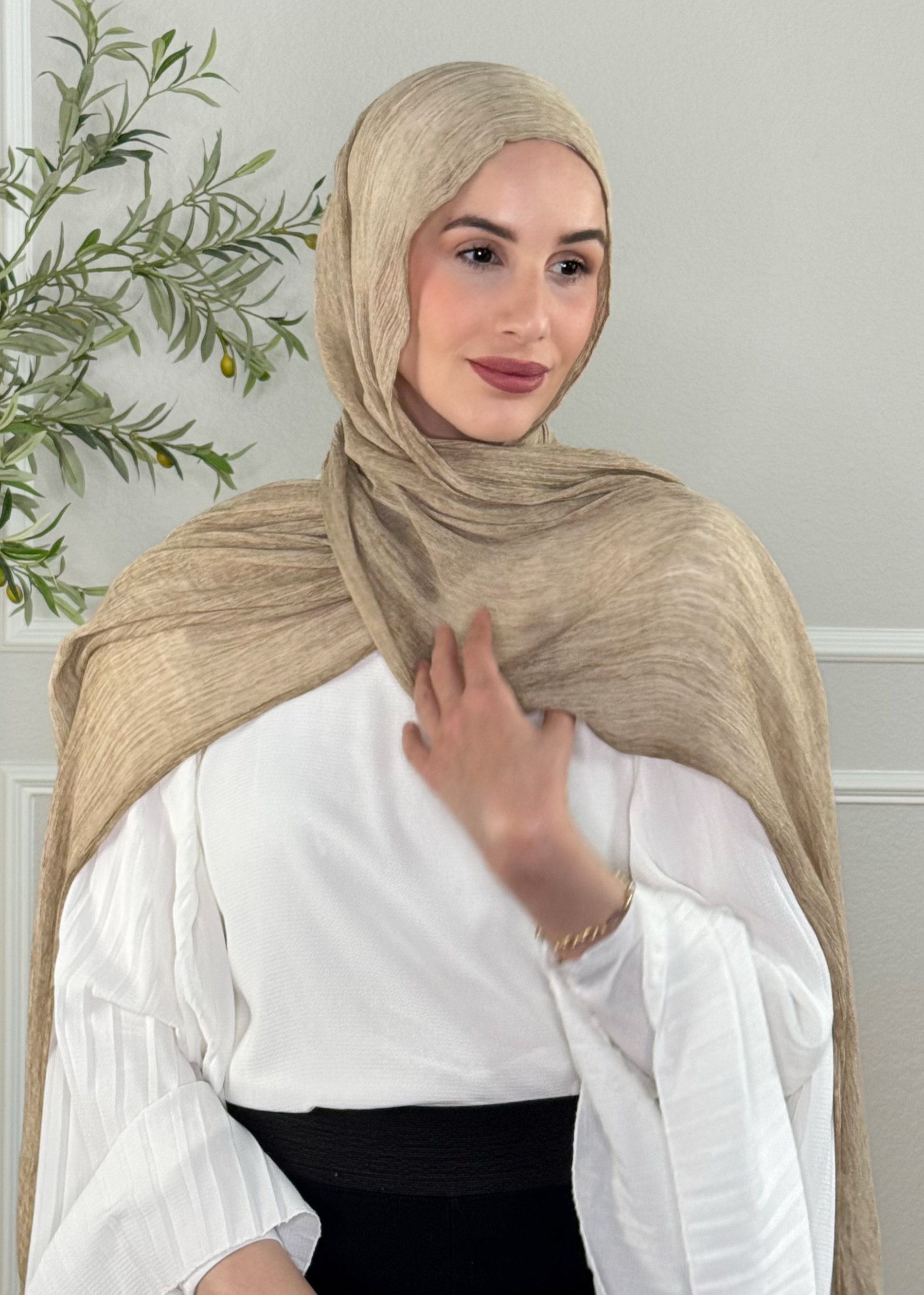 Crinkle Modal Hijab - Dark Beige
