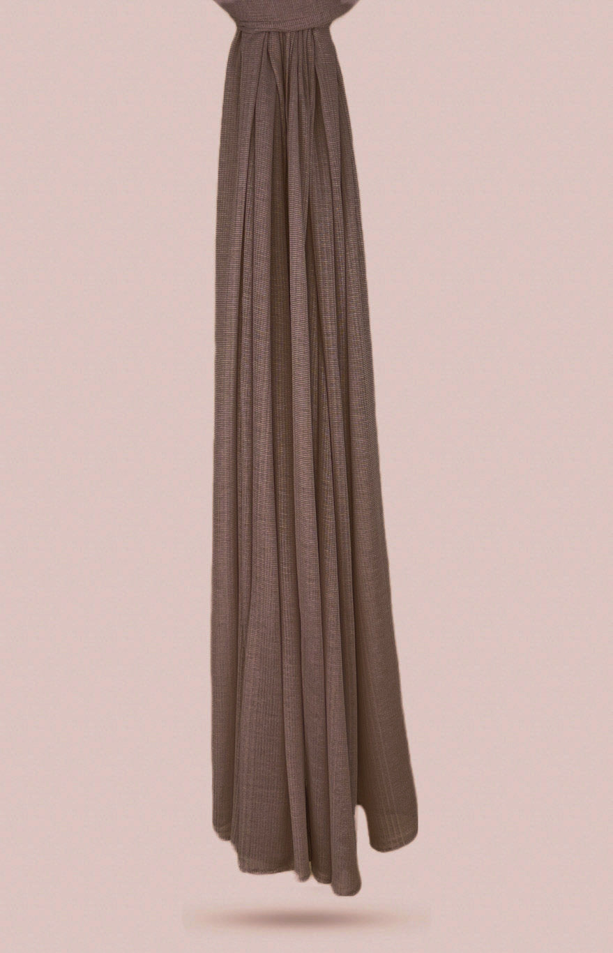 Fine Striped Jersey Hijab - Cocoa