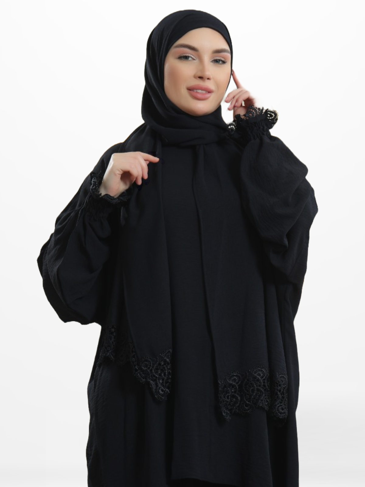 Two-Piece Prayer Dress & Abaya with attached Hijab - Plain Fabric