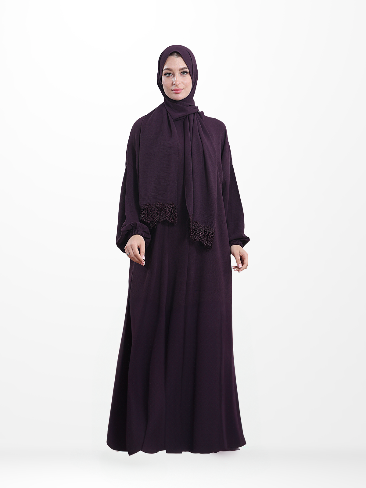 One-Piece Prayer Set Dress & Abaya with attached Hijab - Plain