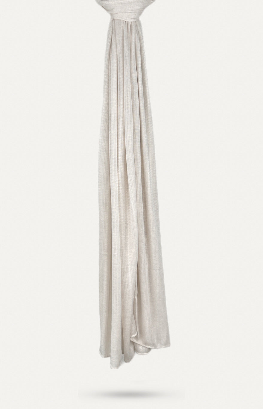 Fine Striped Jersey Hijab - Ivory