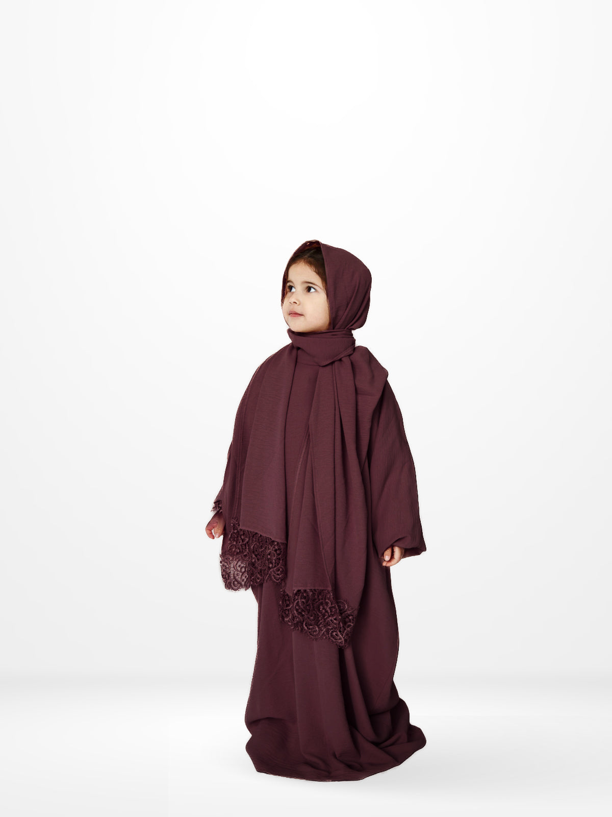 One-Piece Prayer Dress & Abaya with attached Hijab - Plain Girls Size