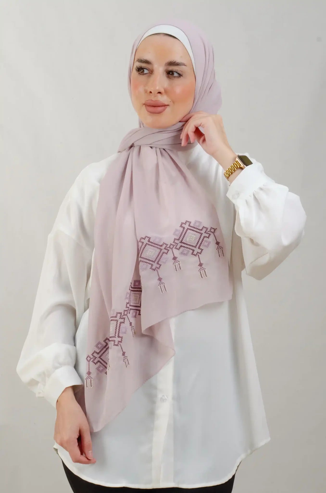 Tatreez Embroidered Hijab | Chandelier - Purple