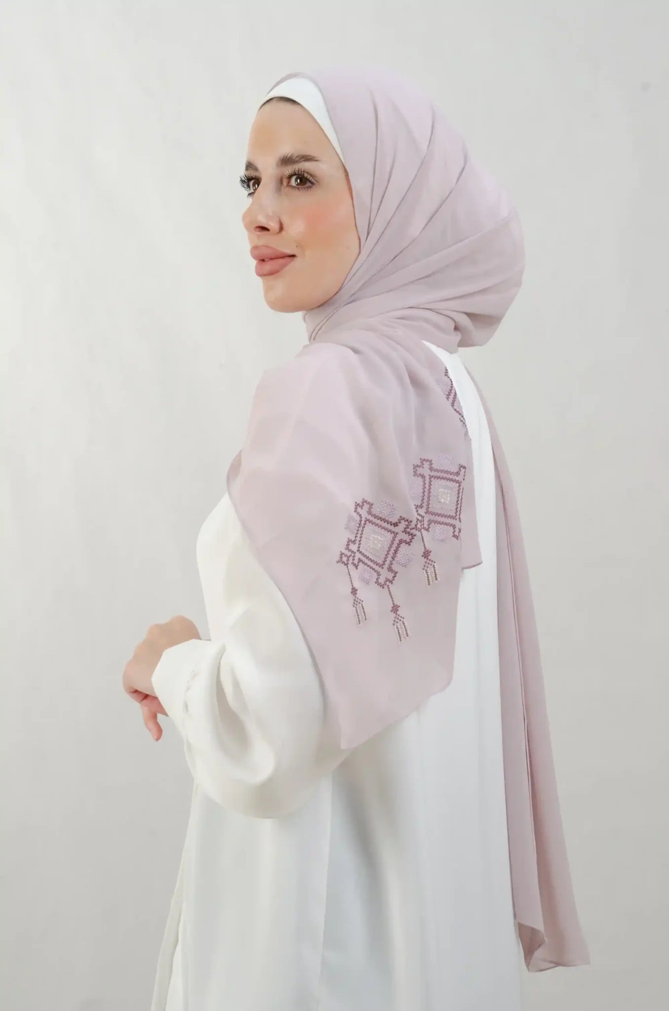 Tatreez Embroidered Hijab | Chandelier - Purple