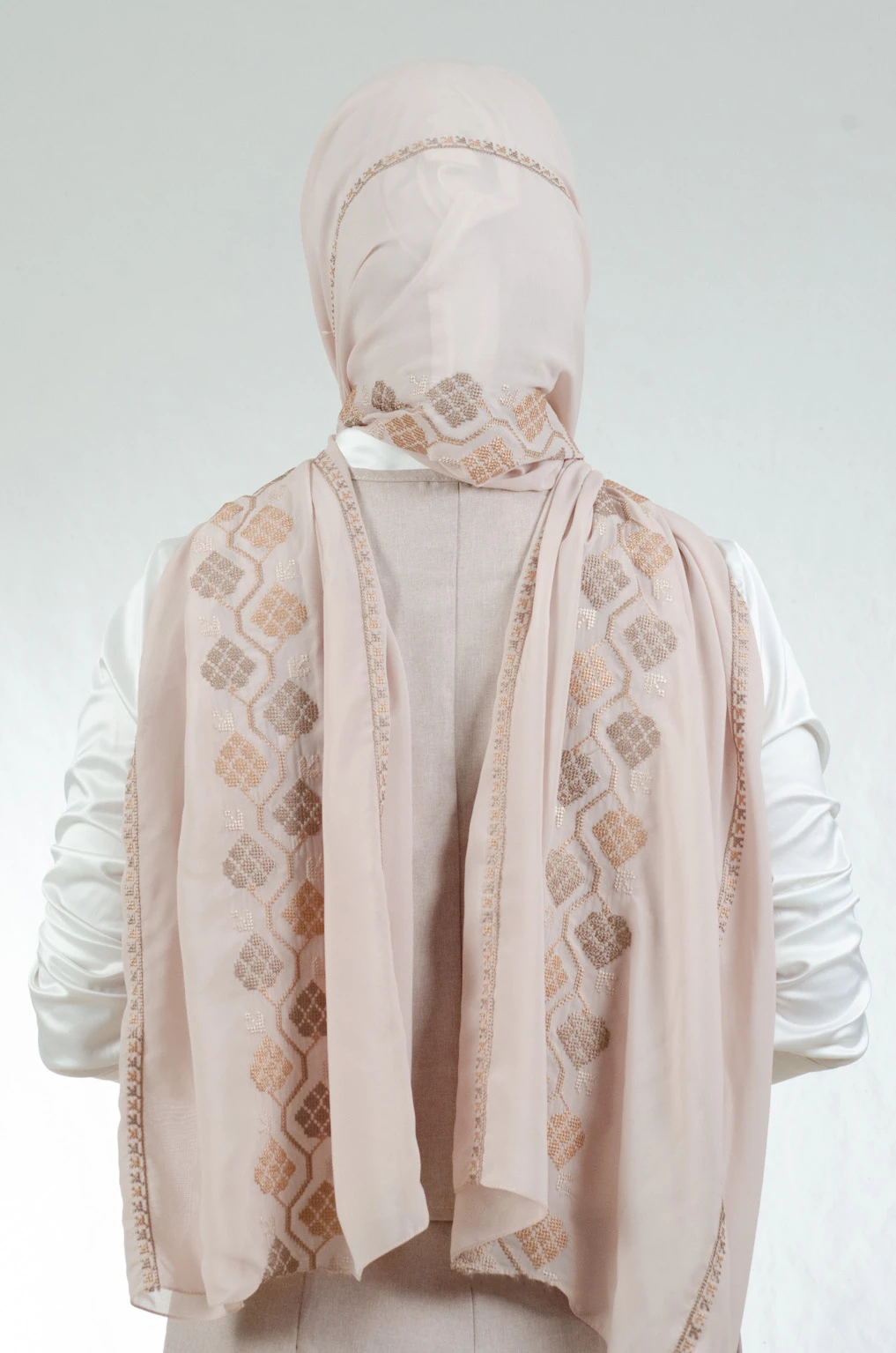 Tatreez Embroidered Hijab | The Dalia - Camel