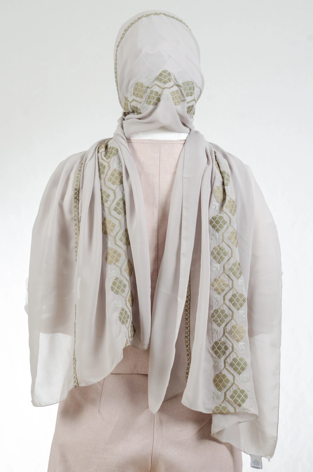 Tatreez Embroidered Hijab | The Dalia - Mint