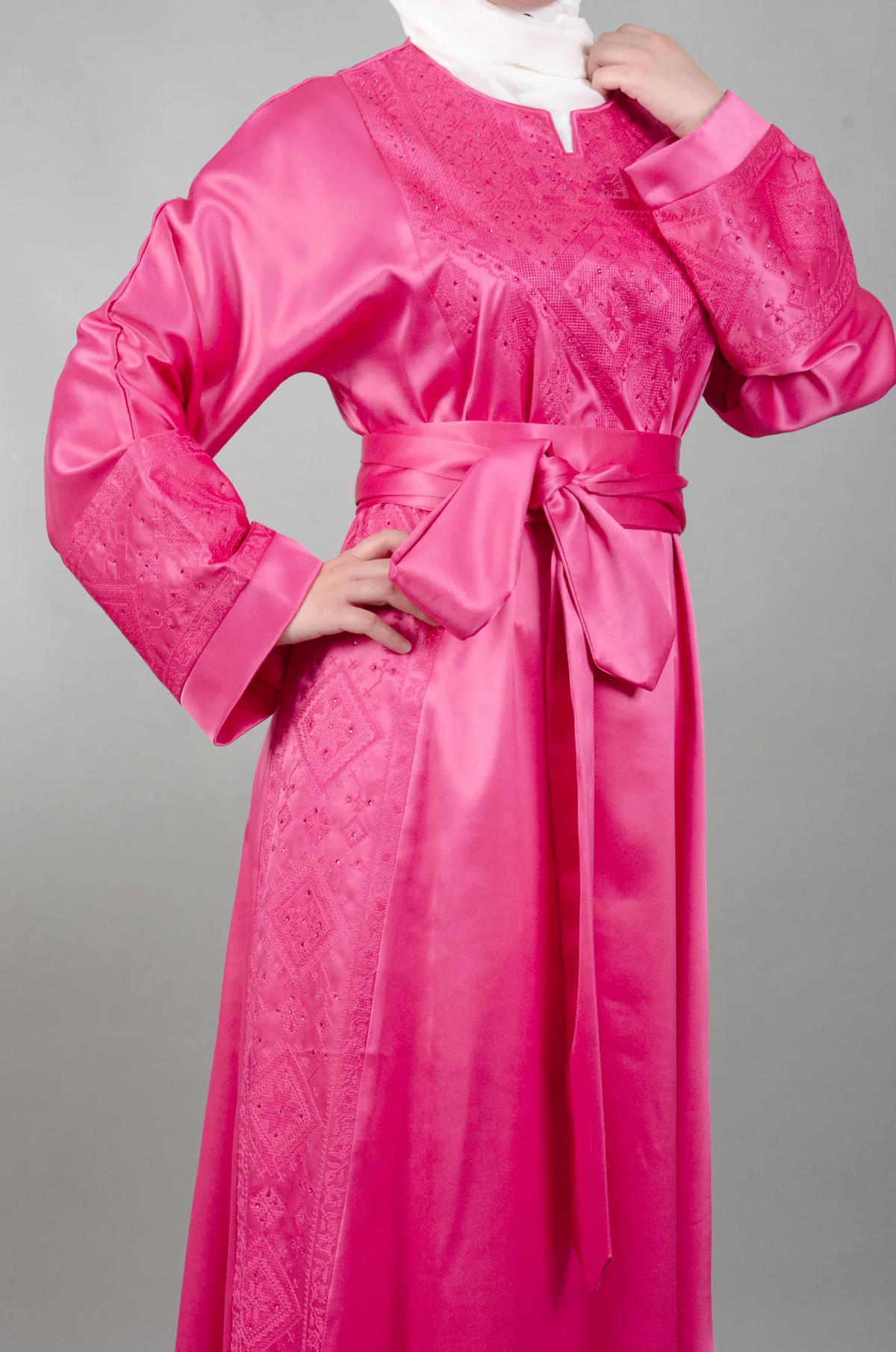 Tatreez Embroidery Thobe - Fuchsia