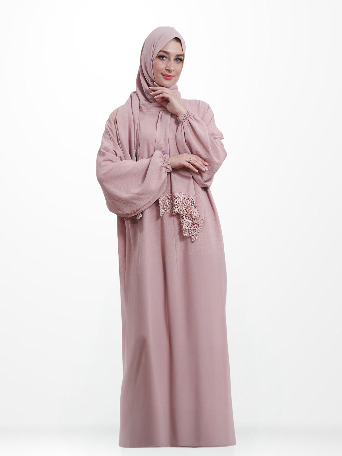 One-Piece Prayer Set Dress & Abaya with attached Hijab - Plain